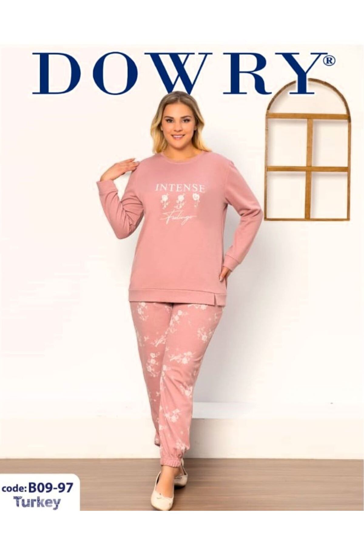 BÜYÜK BEDEN BATTAL KIŞLIK UZUN KOL PİJAMA TAKIMI PEMBE