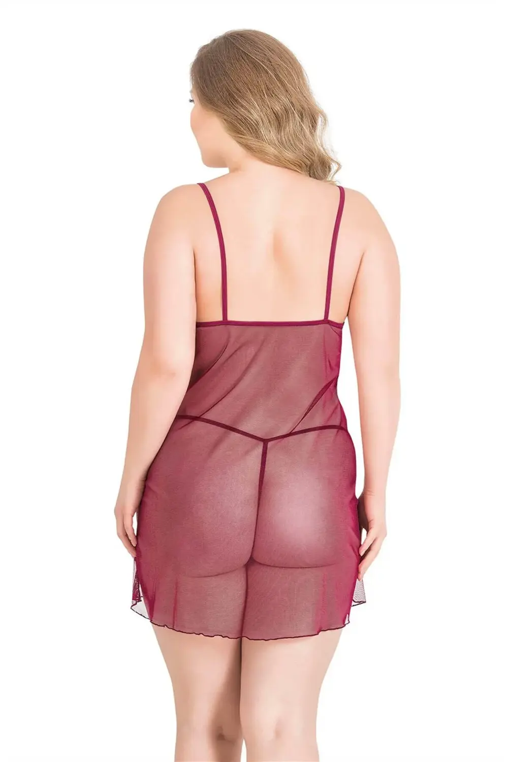 Pilelistore Büyük Beden Bordo Kısa Tül Gecelik Pilelistore Büyük Beden Bordo Kısa Tül Gecelik