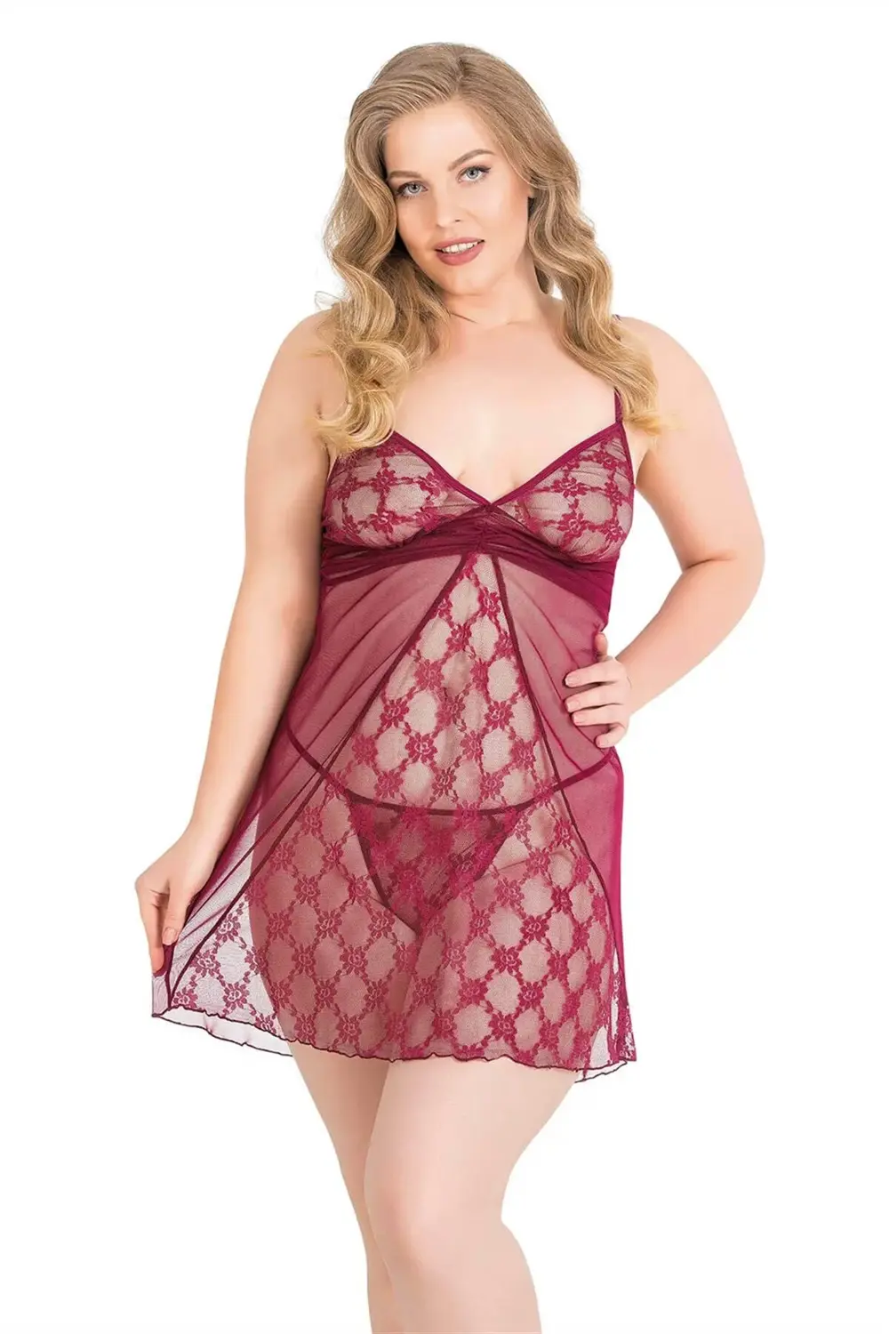 Pilelistore Büyük Beden Bordo Kısa Tül Gecelik Pilelistore Büyük Beden Bordo Kısa Tül Gecelik