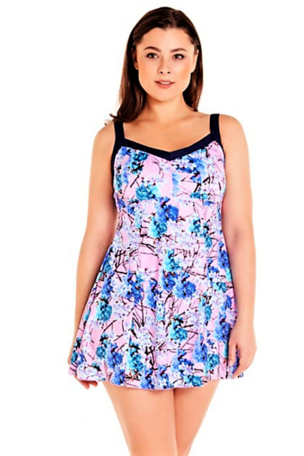 Sunsurf Büyük Beden Elbise Mayo Lila