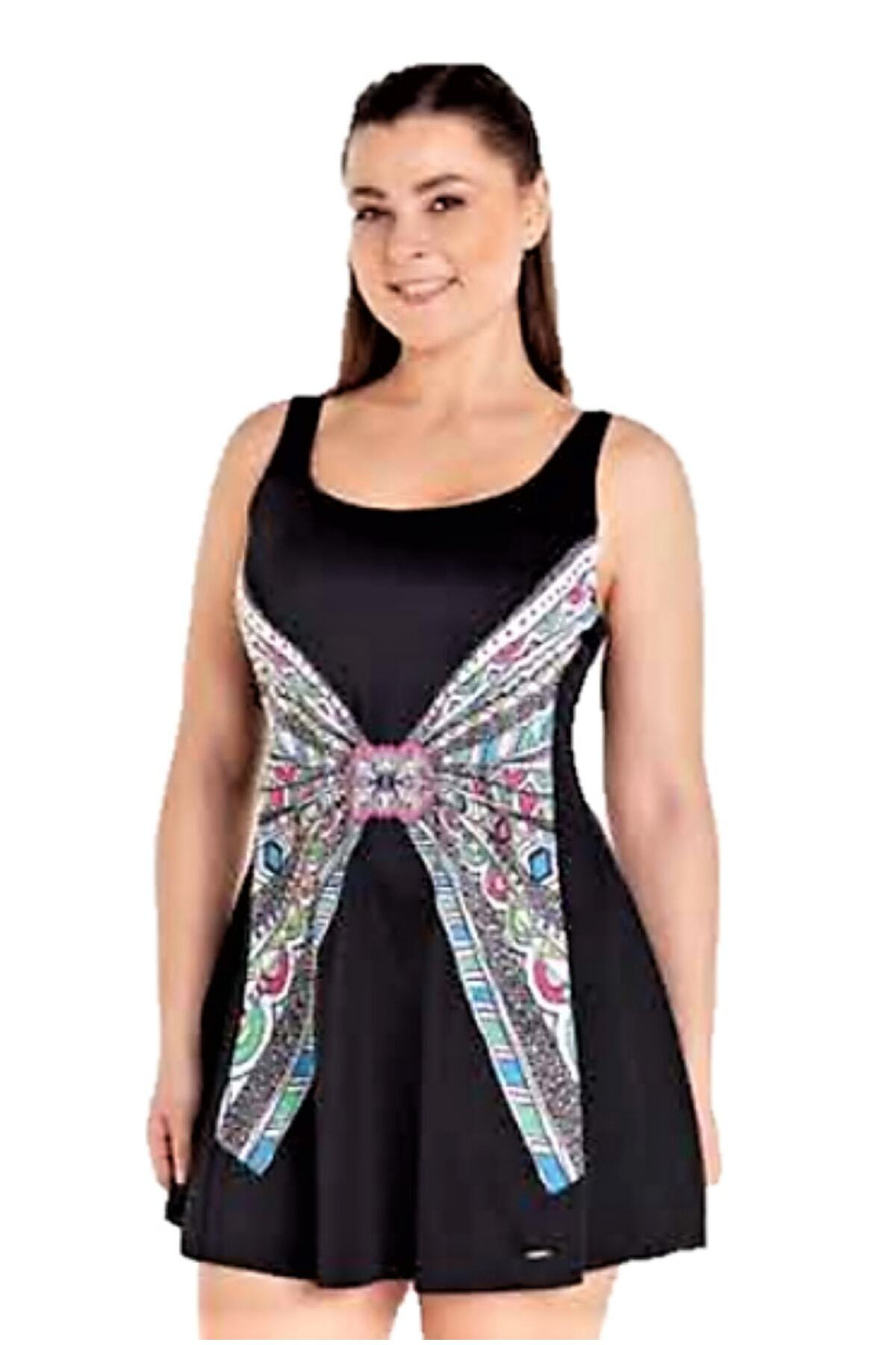 Sunsurf Büyük Beden Elbise Mayo Siyah