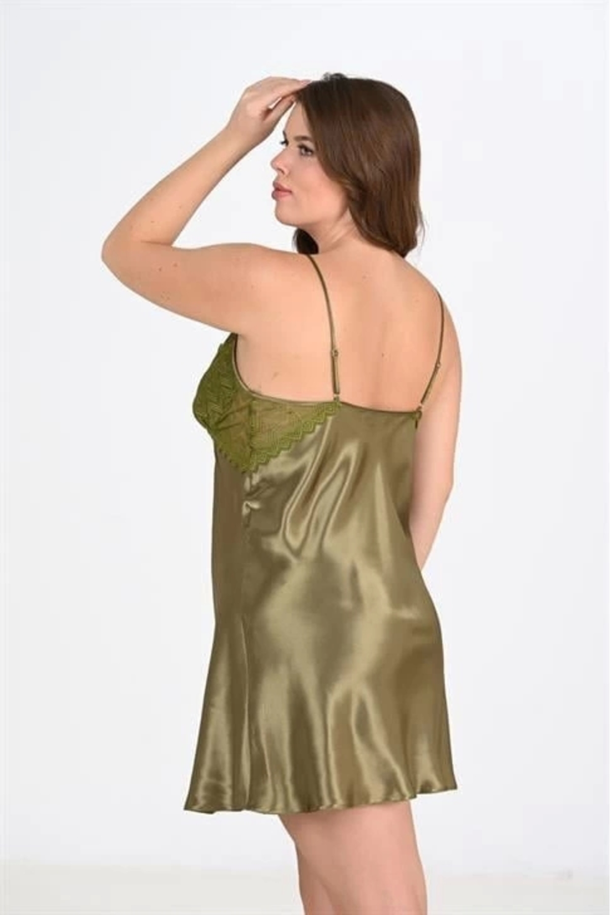 Aria's Closet Büyük Beden Haki Gecelik 2104