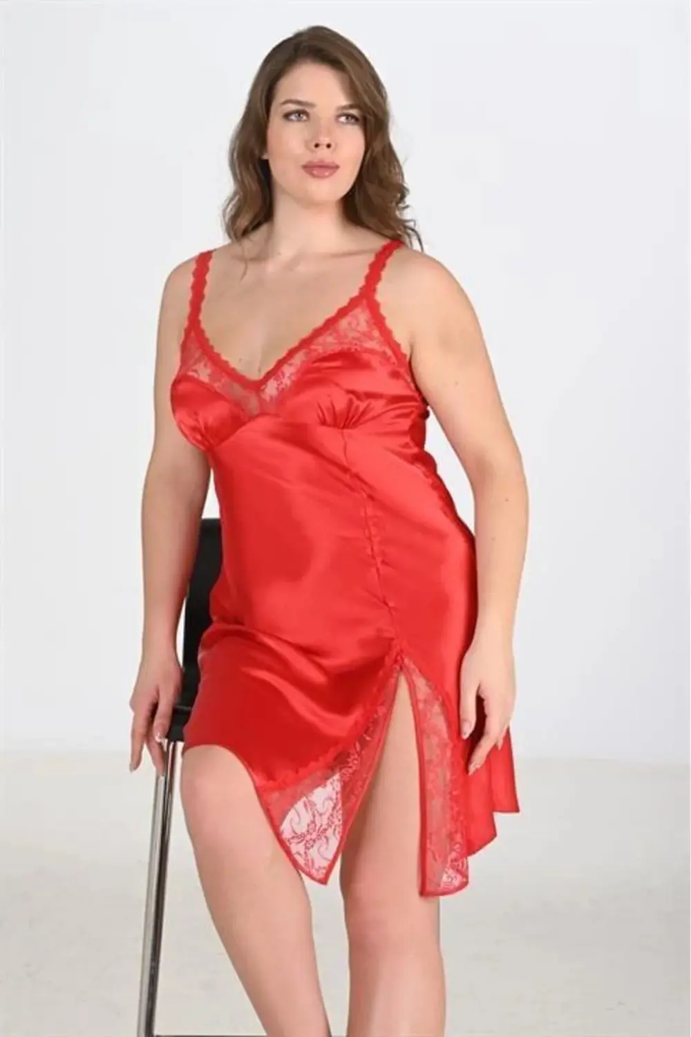 Büyük Beden Kırmızı Gecelik 2102