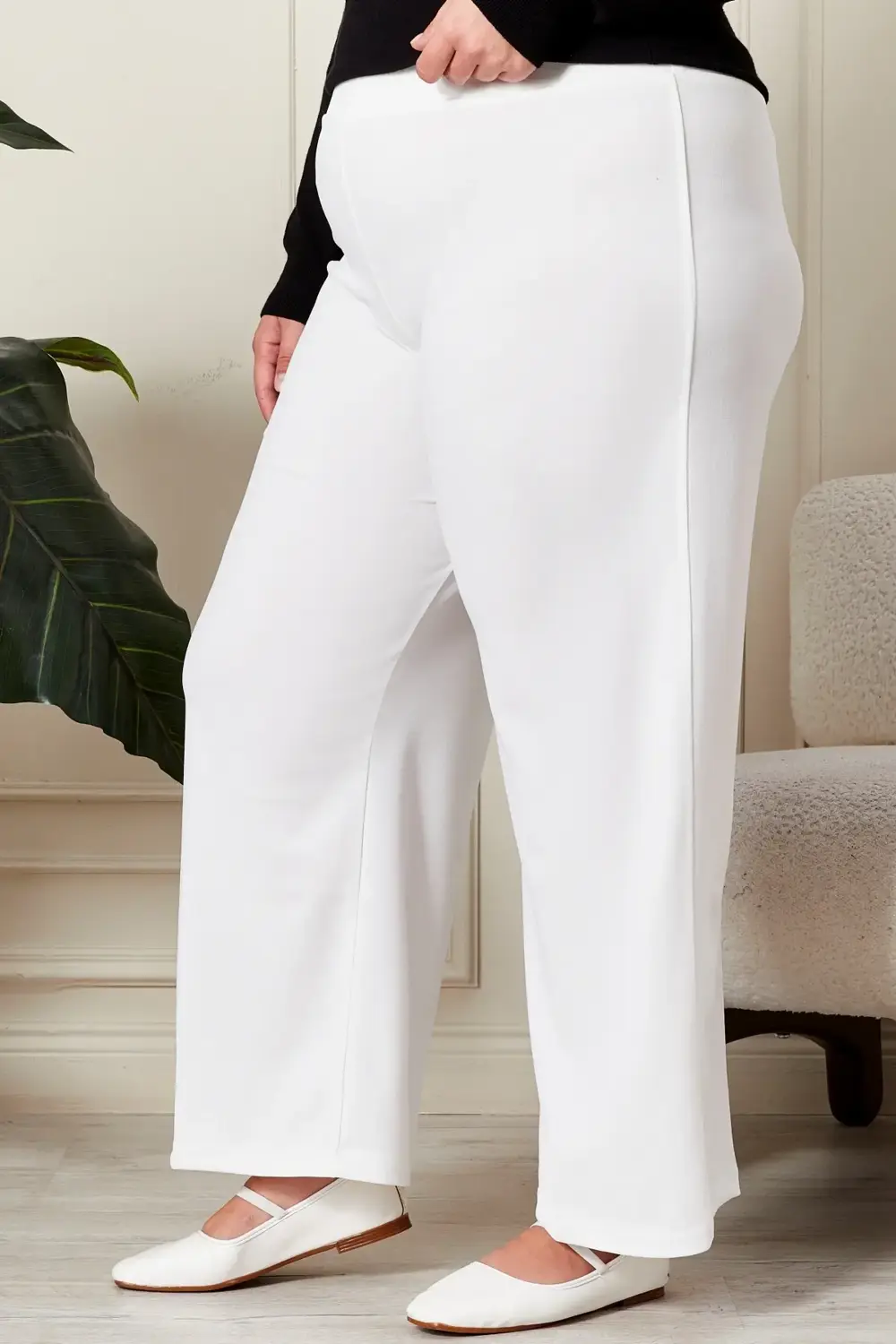 Buyuk Beden Kumas Pantolon Kadin Bol Paca