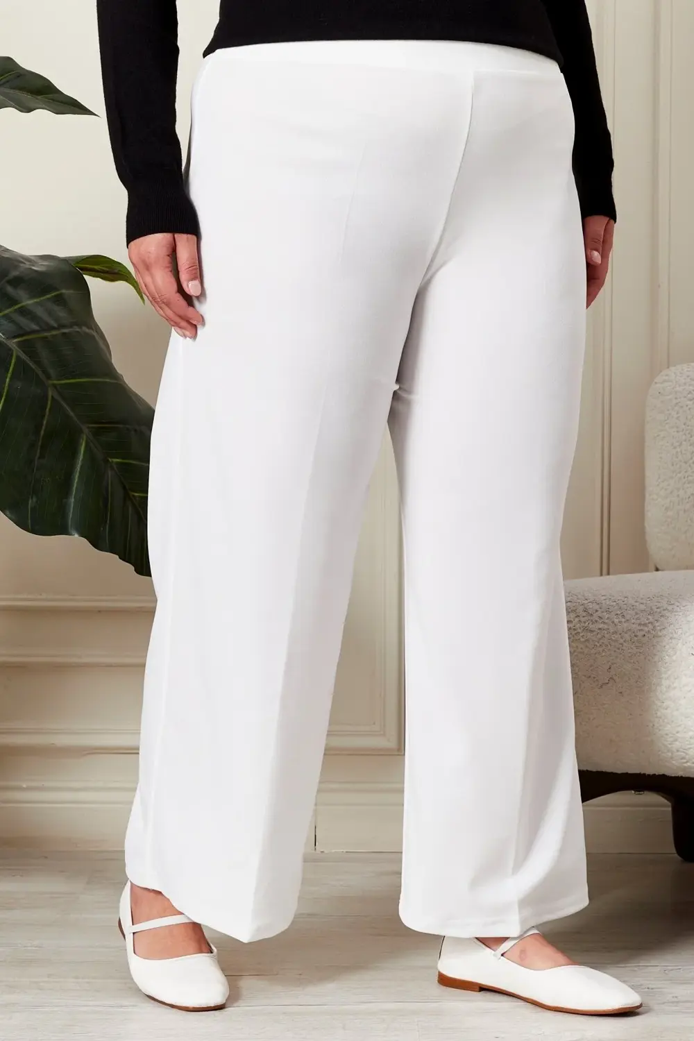 Buyuk Beden Kumas Pantolon Kadin Bol Paca