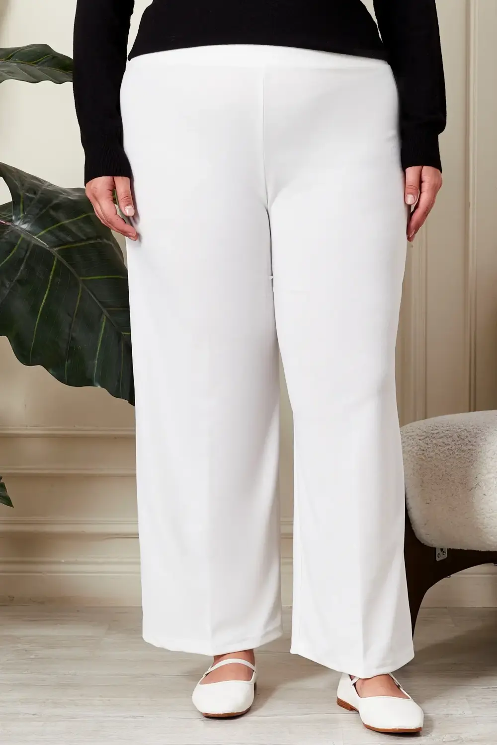 Buyuk Beden Kumas Pantolon Kadin Bol Paca