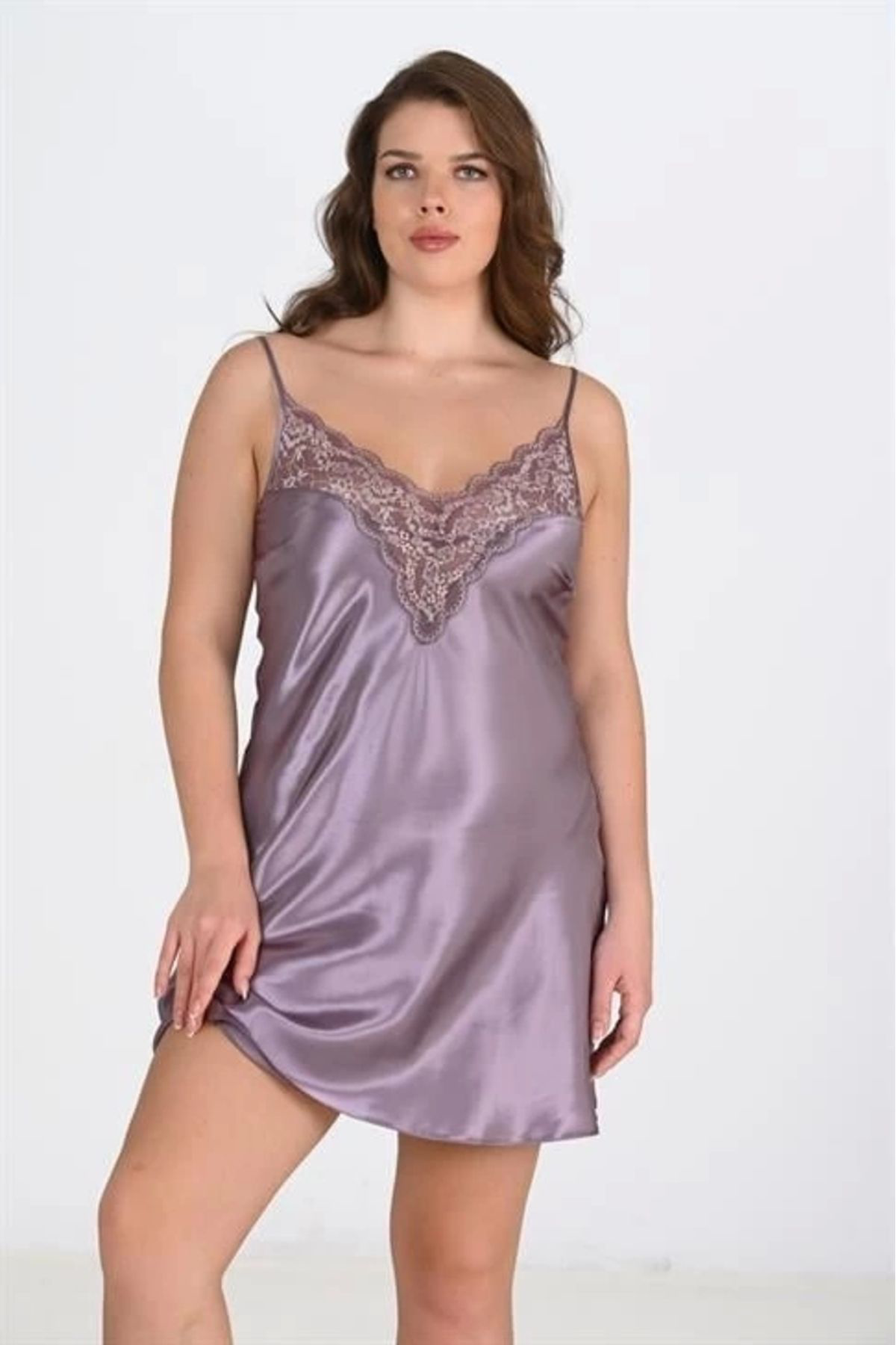 Aria's Closet Büyük Beden Lila Gecelik 2101