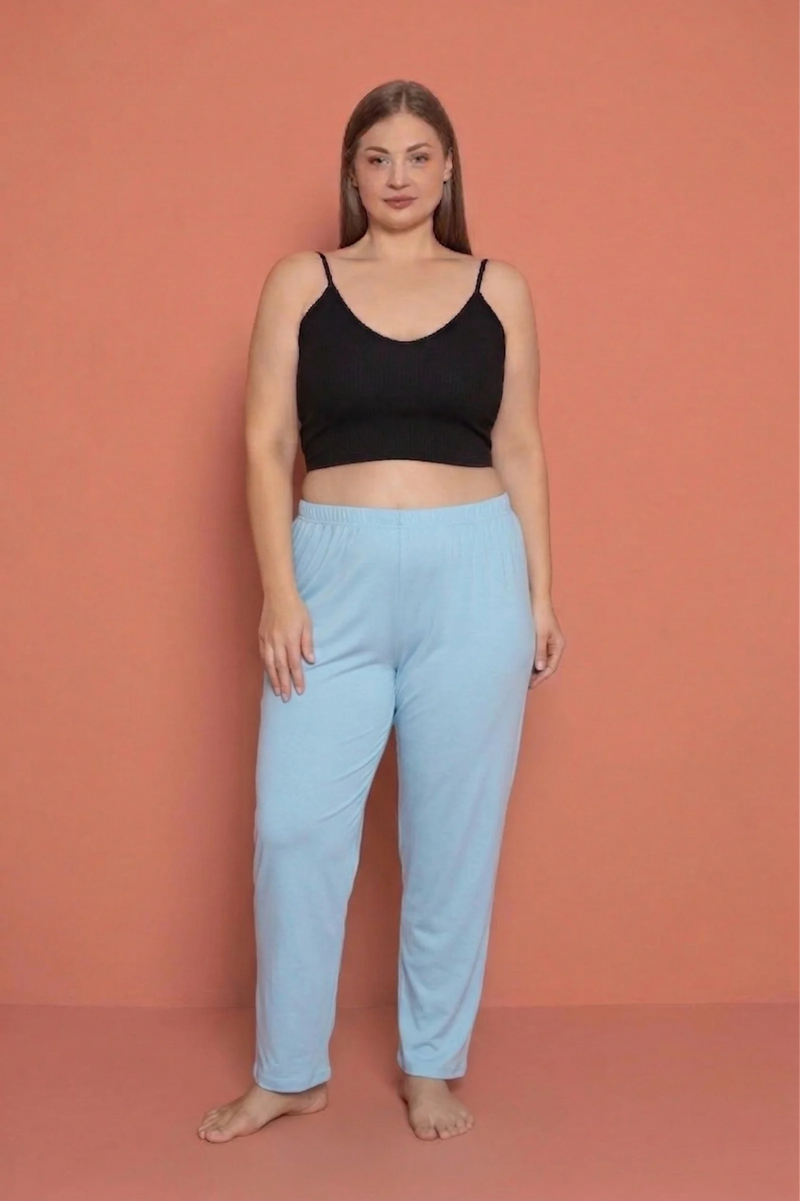 Büyük Beden Pamuklu  2 İplik Yüksek Bel Ağlı Pijama Altı Pantolon, Mavi, 3XL Fiyatı, Yorumları ve Özellikleri