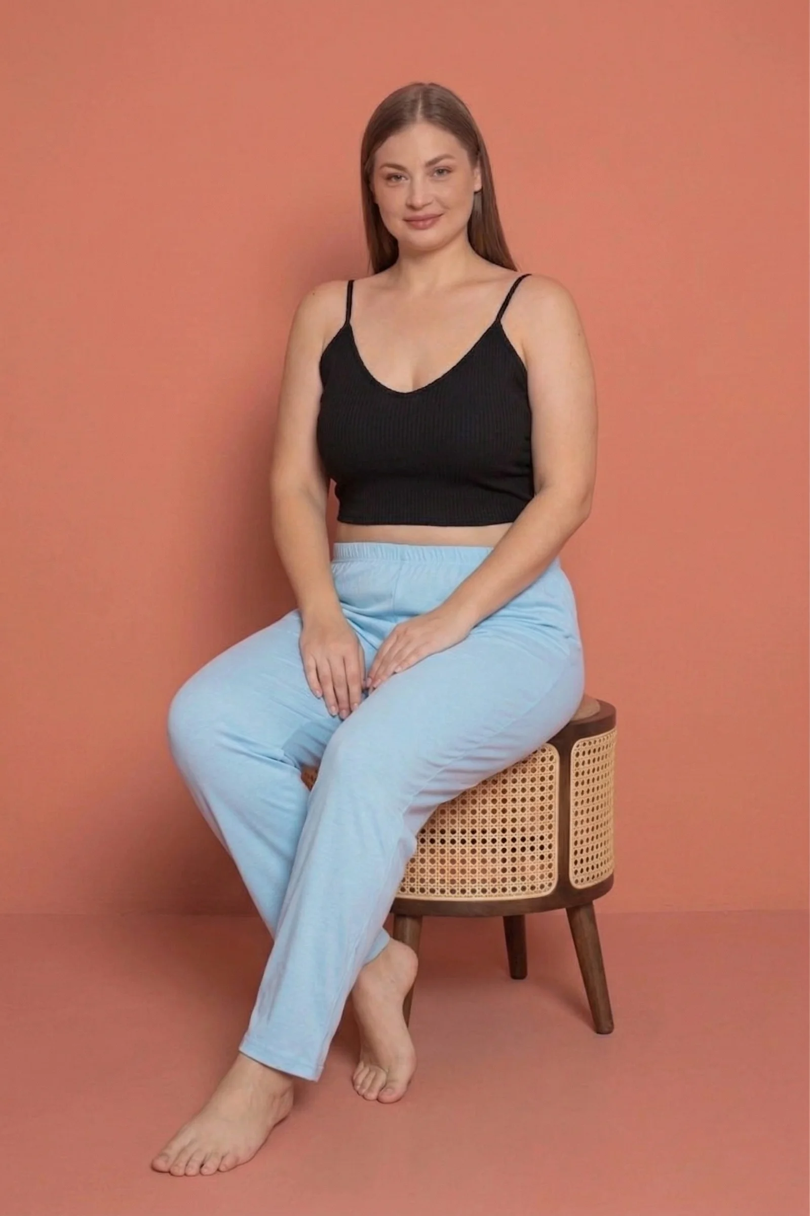 Büyük Beden Pamuklu  2 İplik Yüksek Bel Ağlı Pijama Altı Pantolon, Mavi, 3XL Fiyatı, Yorumları ve Özellikleri