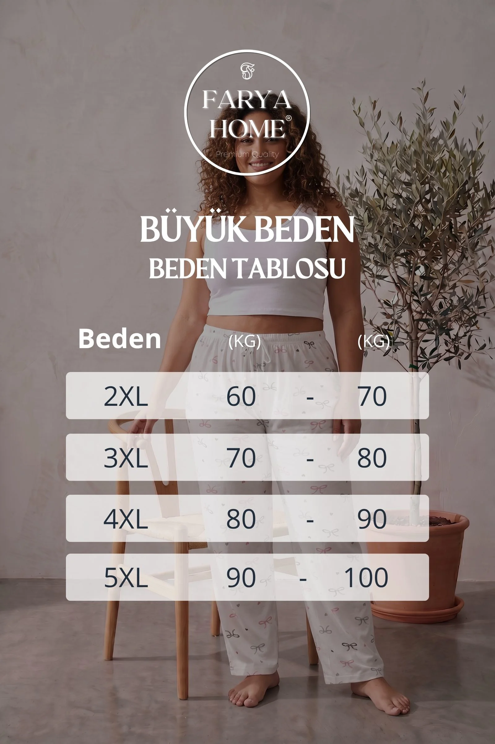 Büyük Beden Pamuklu Desenli Yüksek Bel Pijama Altı Pantolon, Beyaz, 5XL Büyük Beden Pamuklu Desenli Yüksek Bel Pijama Altı Pantolon, Beyaz, 5XL
