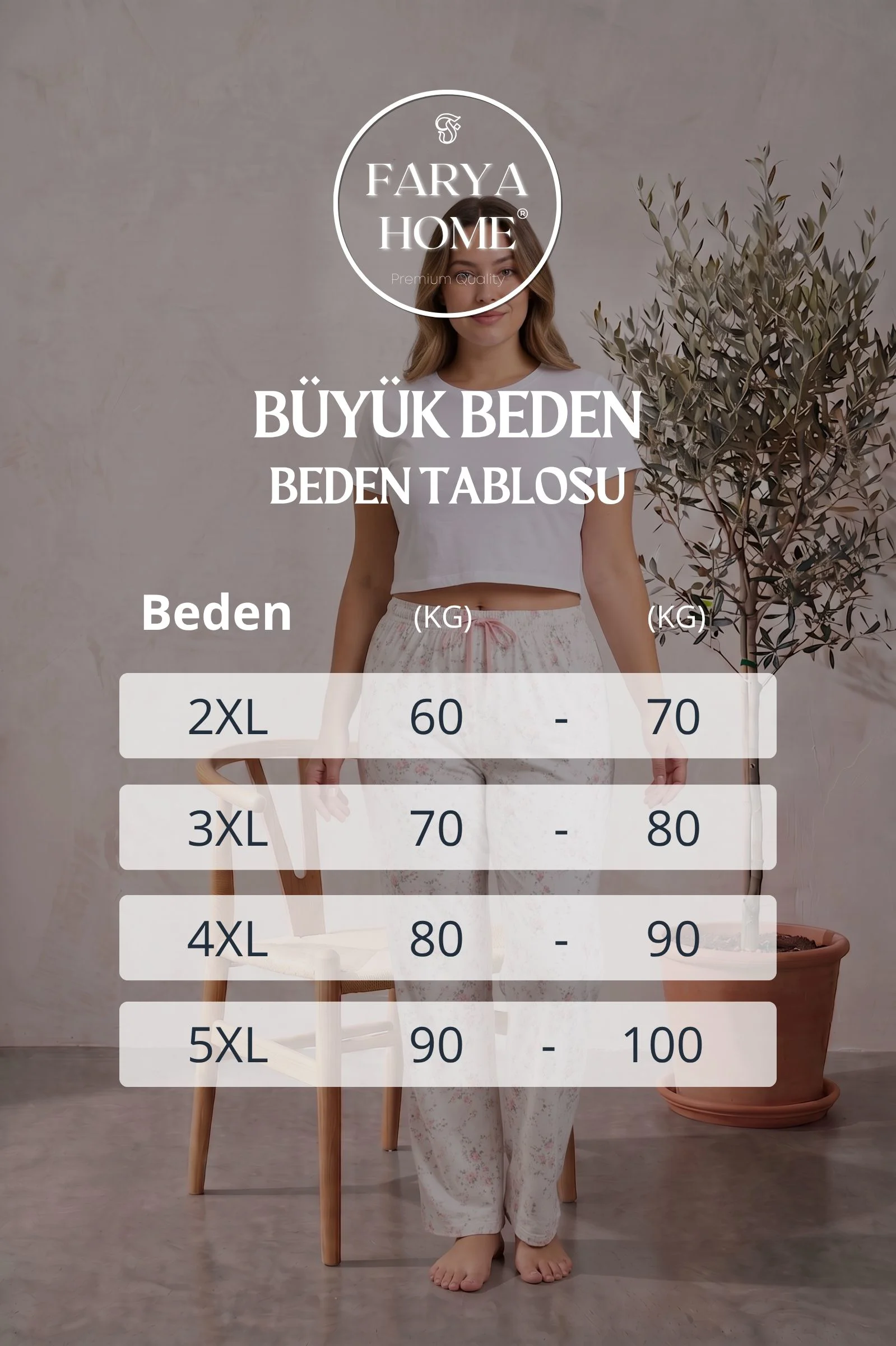 Büyük Beden Pamuklu Desenli Yüksek Bel Pijama Altı Pantolon, Bej, 5XL Büyük Beden Pamuklu Desenli Yüksek Bel Pijama Altı Pantolon, Bej, 5XL