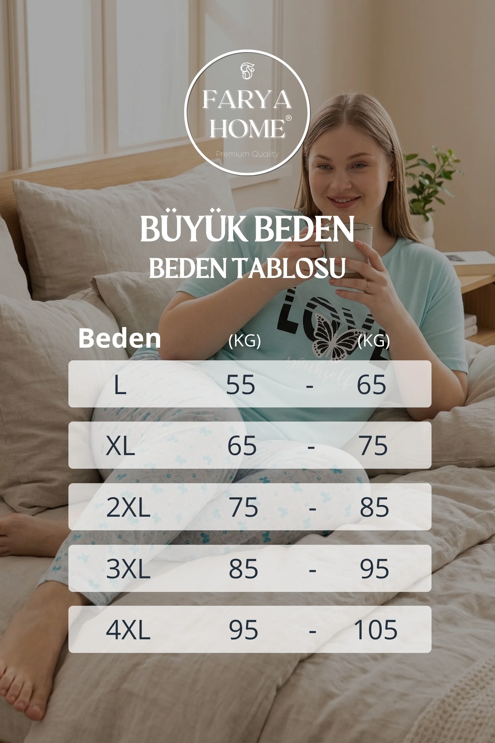Büyük Beden Pamuklu Desenli Anne Kalıp Kısa Kollu Pijama Takımı, Mavi, L