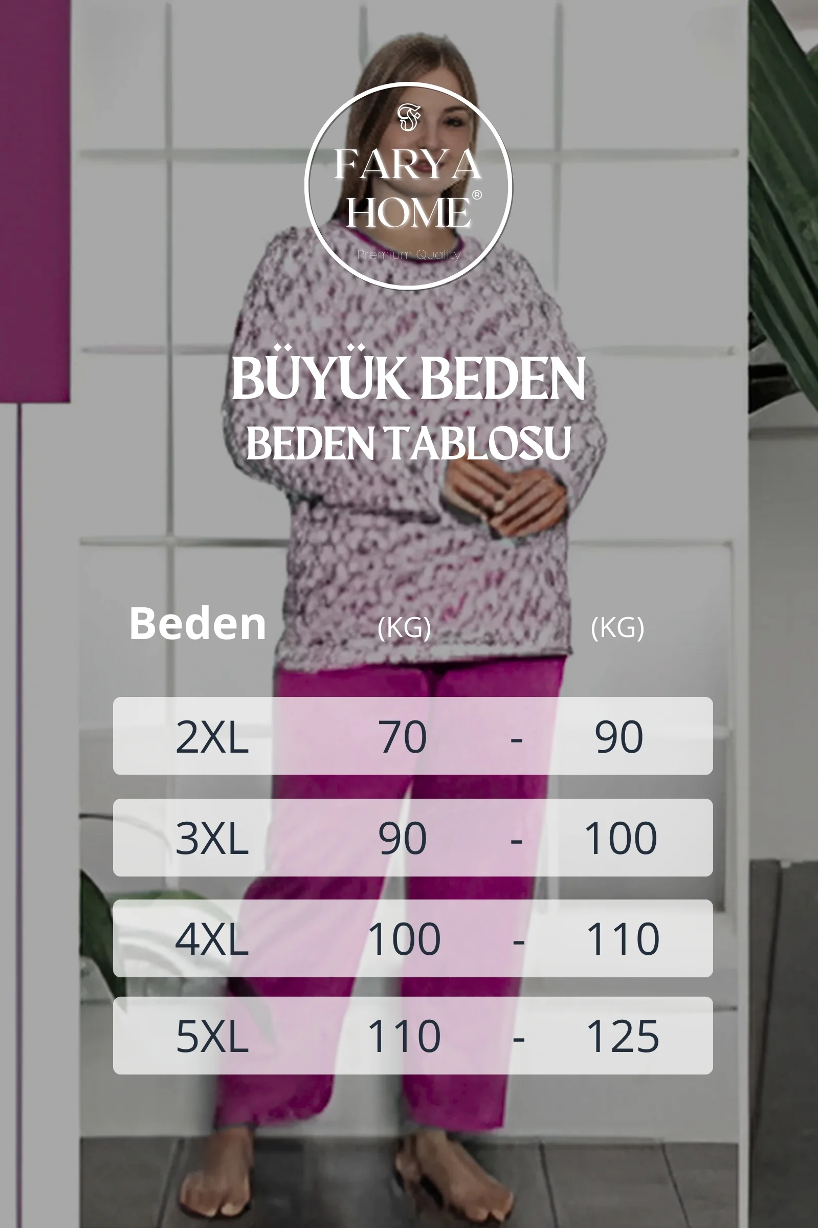 Büyük Beden Pamuklu 2 İplik Kışlık Uzun Kollu Pijama Takımı, Fuşya, 2XL