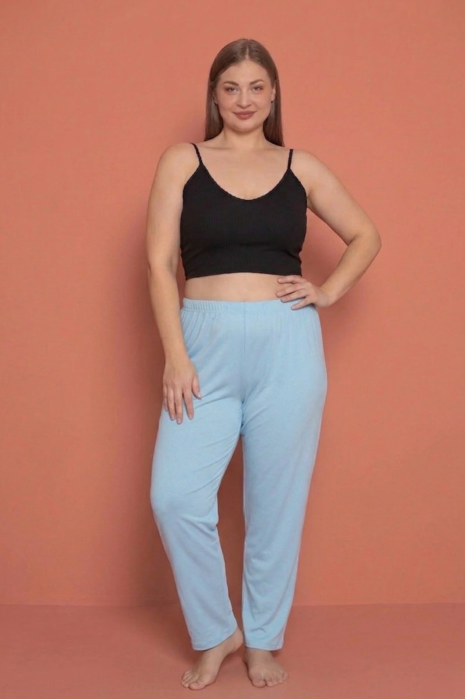 Büyük Beden Pamuklu  2 İplik Yüksek Bel Ağlı Pijama Altı Pantolon, Mavi, 4XL Fiyatı, Yorumları ve Özellikleri