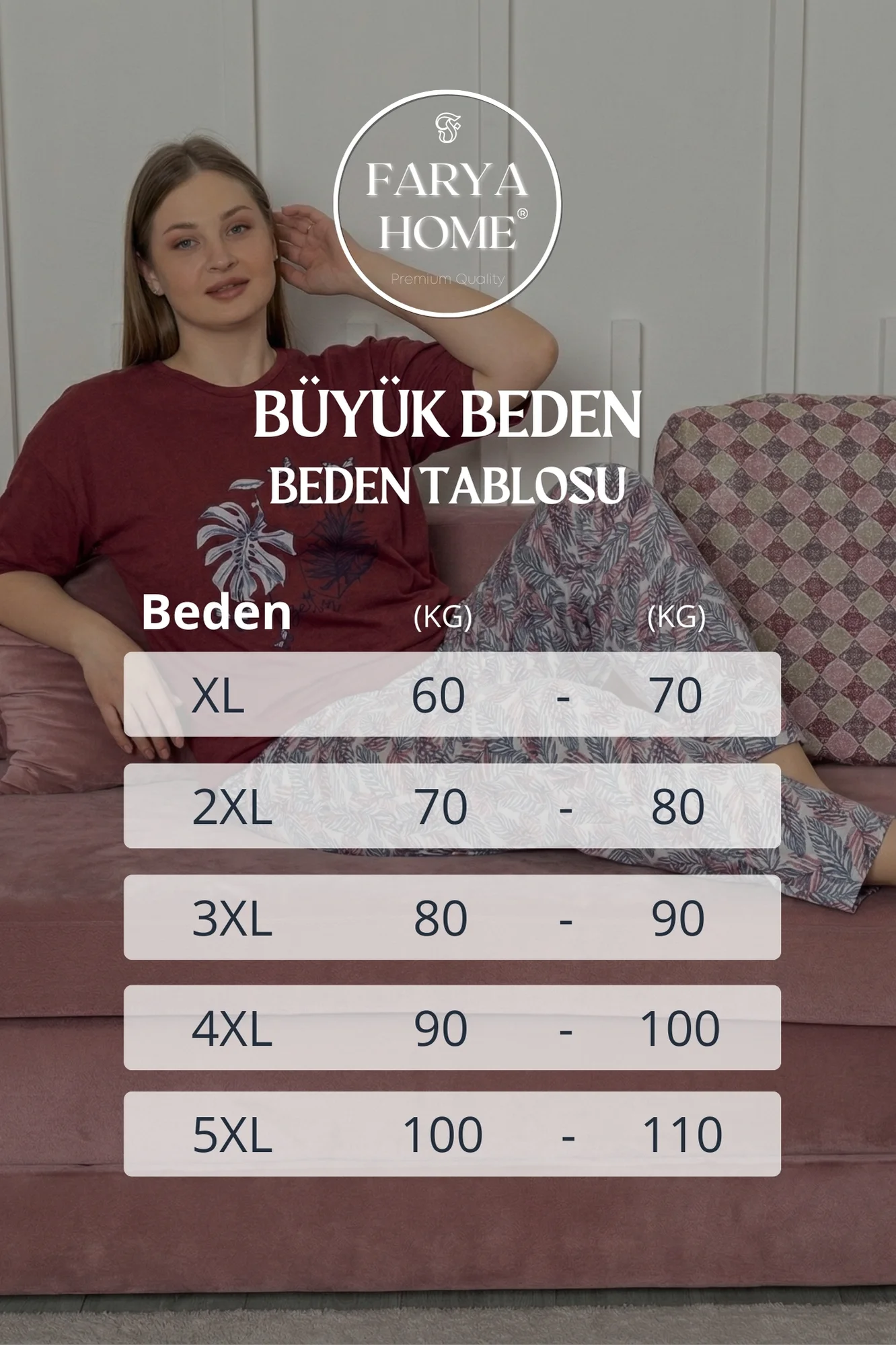 Büyük Beden Pamuklu Desenli Kısa Kollu Pijama Takımı, Bordo, XL Fiyatı, Yorumları ve Özellikleri