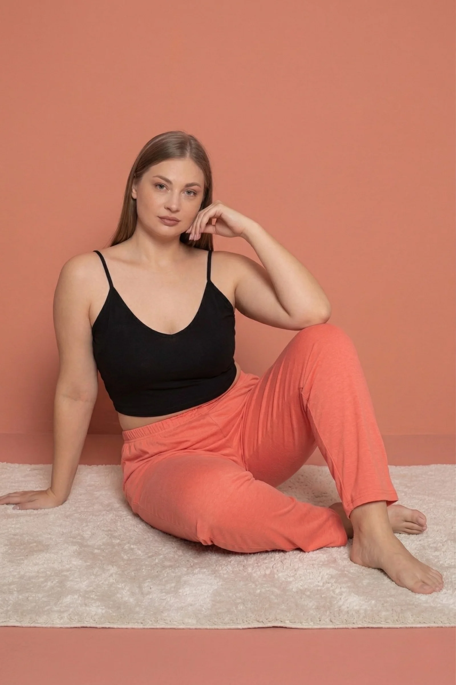 Büyük Beden Pamuklu 2 İplik Yüksek Bel Ağlı Pijama Altı Pantolon, Yavruağzı, 4XL Büyük Beden Pamuklu 2 İplik Yüksek Bel Ağlı Pijama Altı Pantolon, Yavruağzı, 4XL