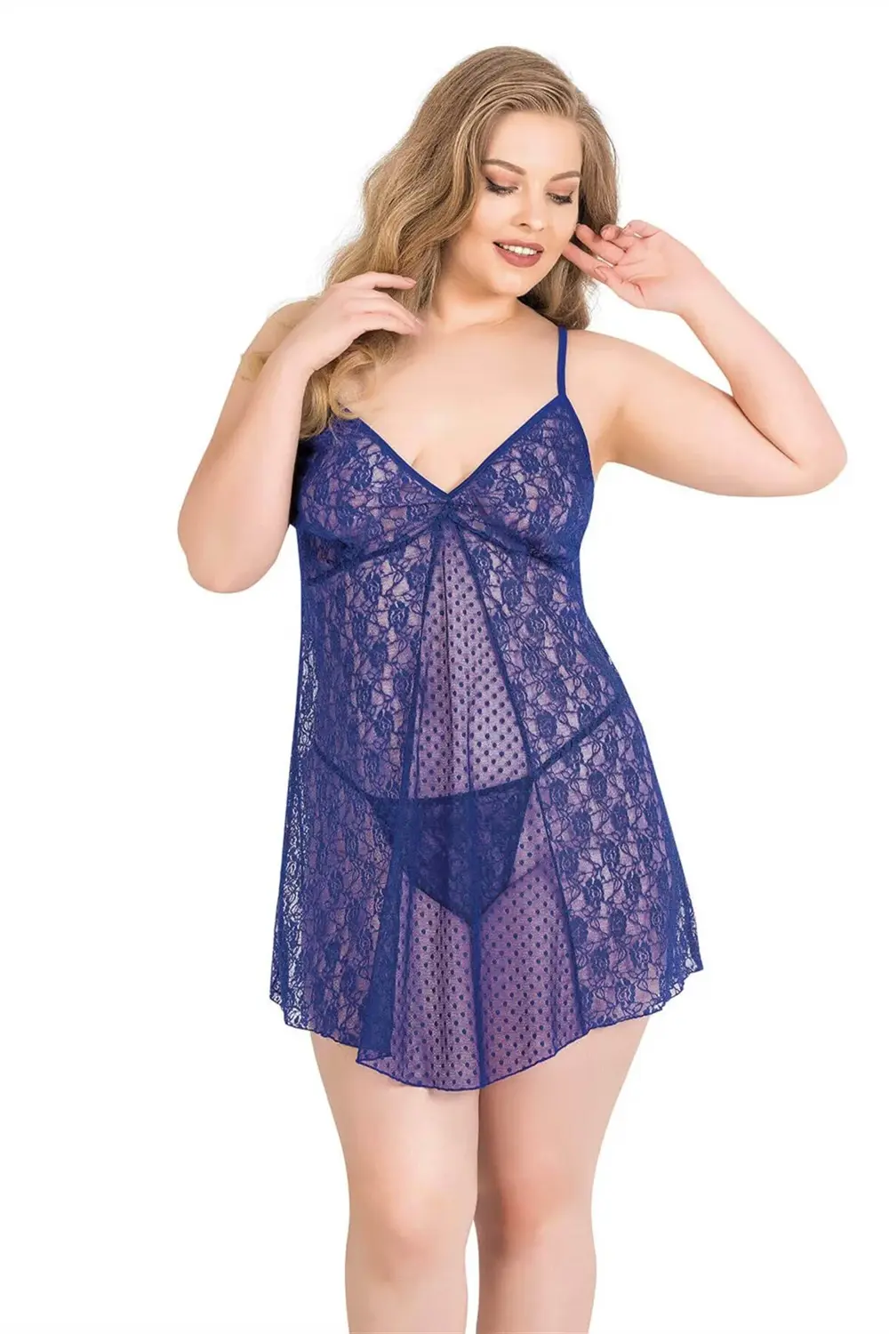 Pilelistore Büyük Beden Saks Kısa Tül Gecelik Pilelistore Büyük Beden Saks Kısa Tül Gecelik