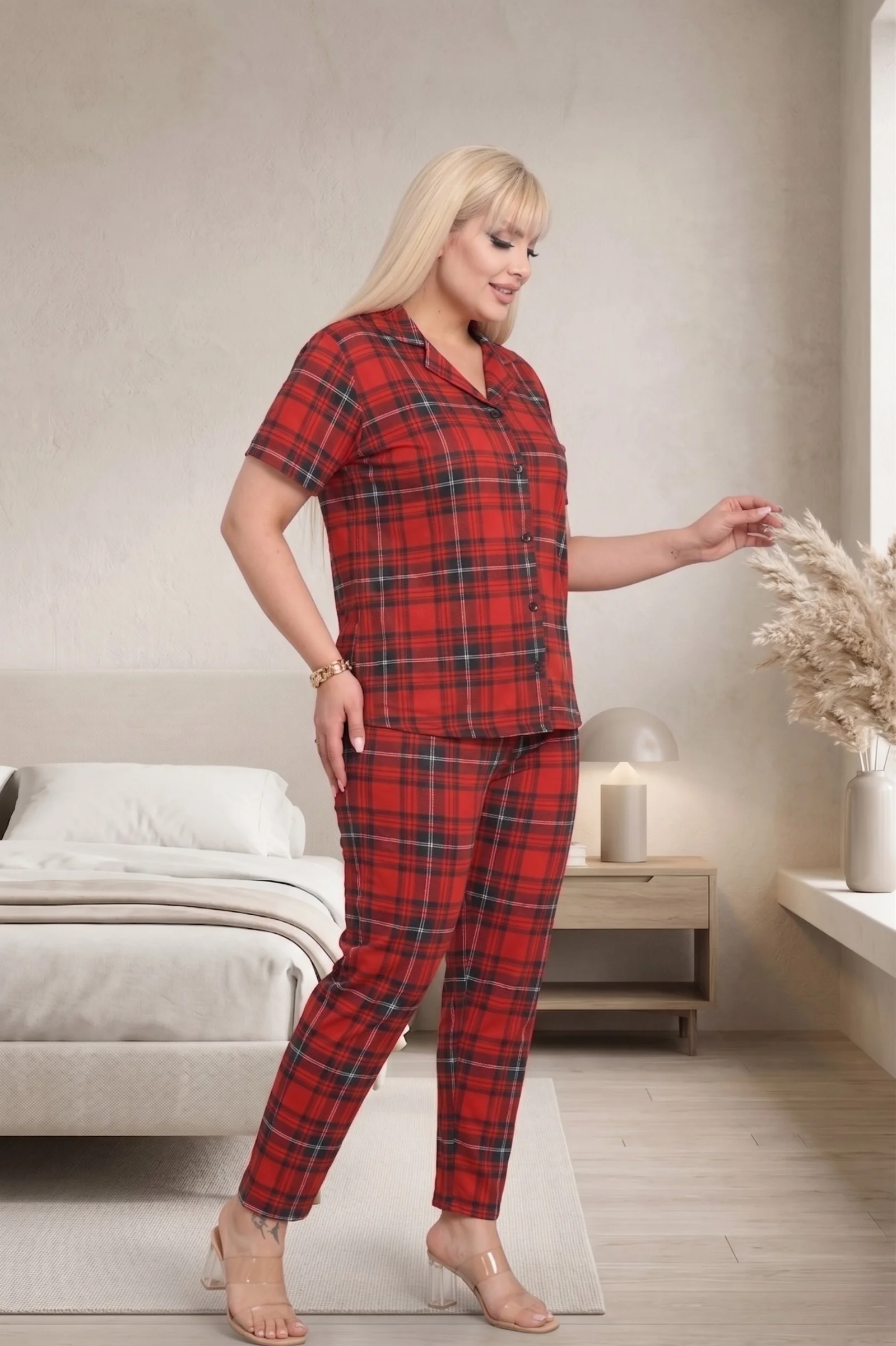 Büyük Beden Soft Bambu Likralı Düğmeli Kısa Kollu Gömlek Pijama Takımı, Bordo, 3XL Fiyatı, Yorumları ve Özellikleri