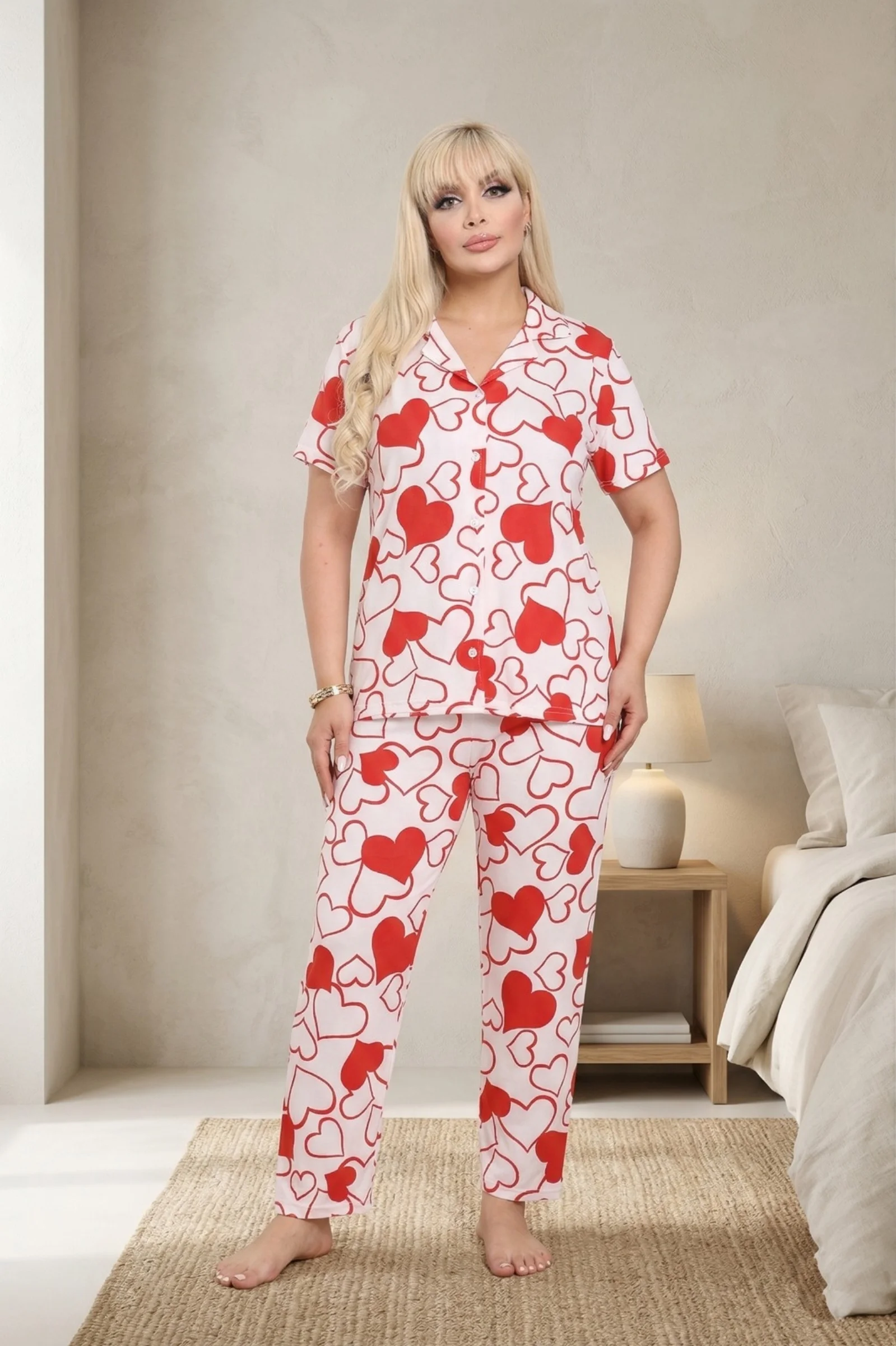 Büyük Beden Soft Bambu Likralı Düğmeli Kısa Kollu Gömlek Pijama Takımı, Beyaz, 4XL Fiyatı, Yorumları ve Özellikleri