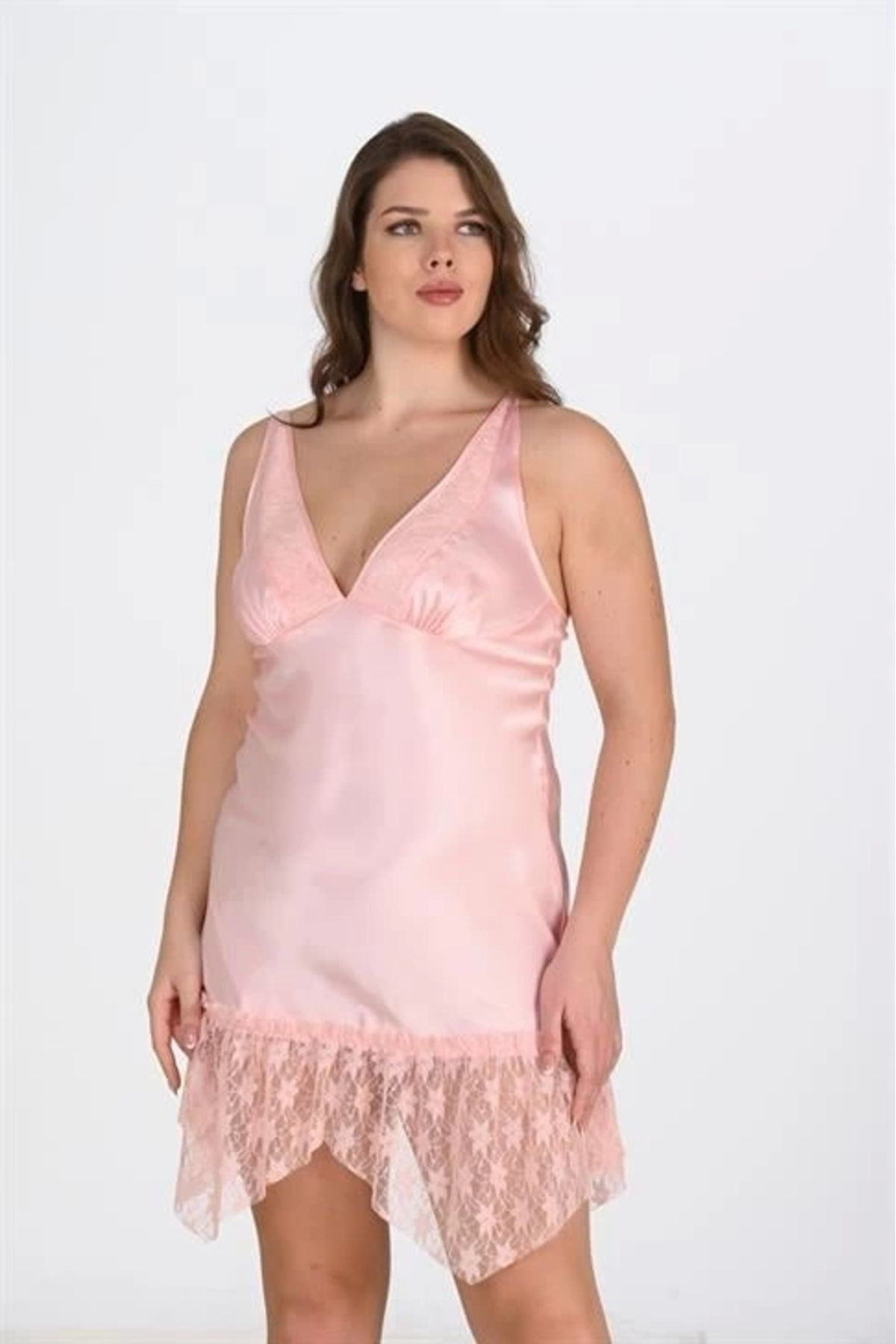 Aria's Closet Büyük Beden Somon Gecelik 2112
