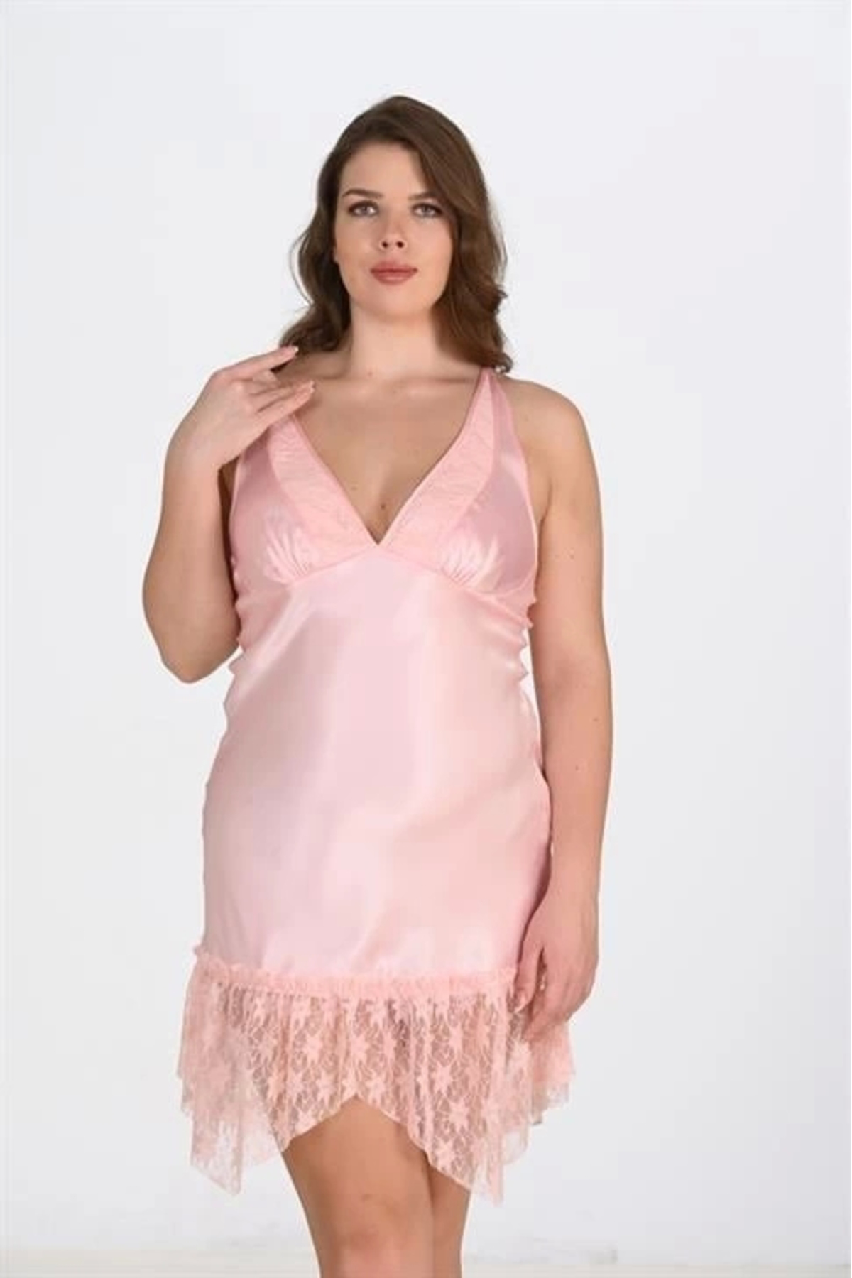 Aria's Closet Büyük Beden Somon Gecelik 2112