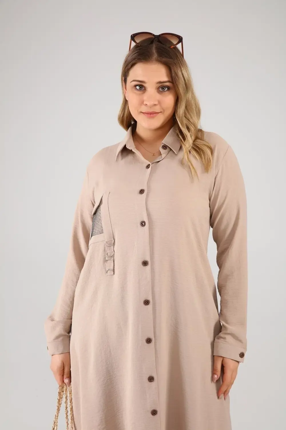 Buyuk Beden Tunik Tesettur Kadin Ayrobin Kumas