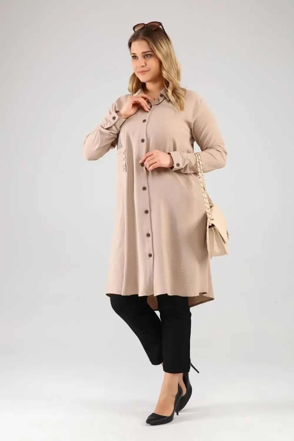 Buyuk Beden Tunik Tesettur Kadin Ayrobin Kumas