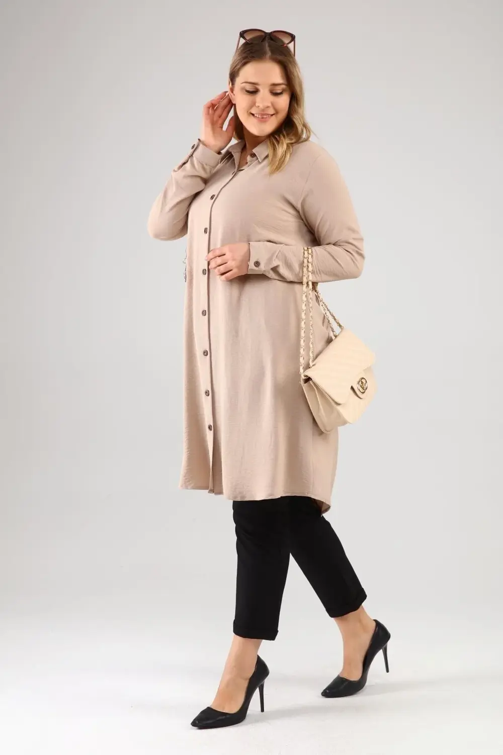 Buyuk Beden Tunik Tesettur Kadin Ayrobin Kumas