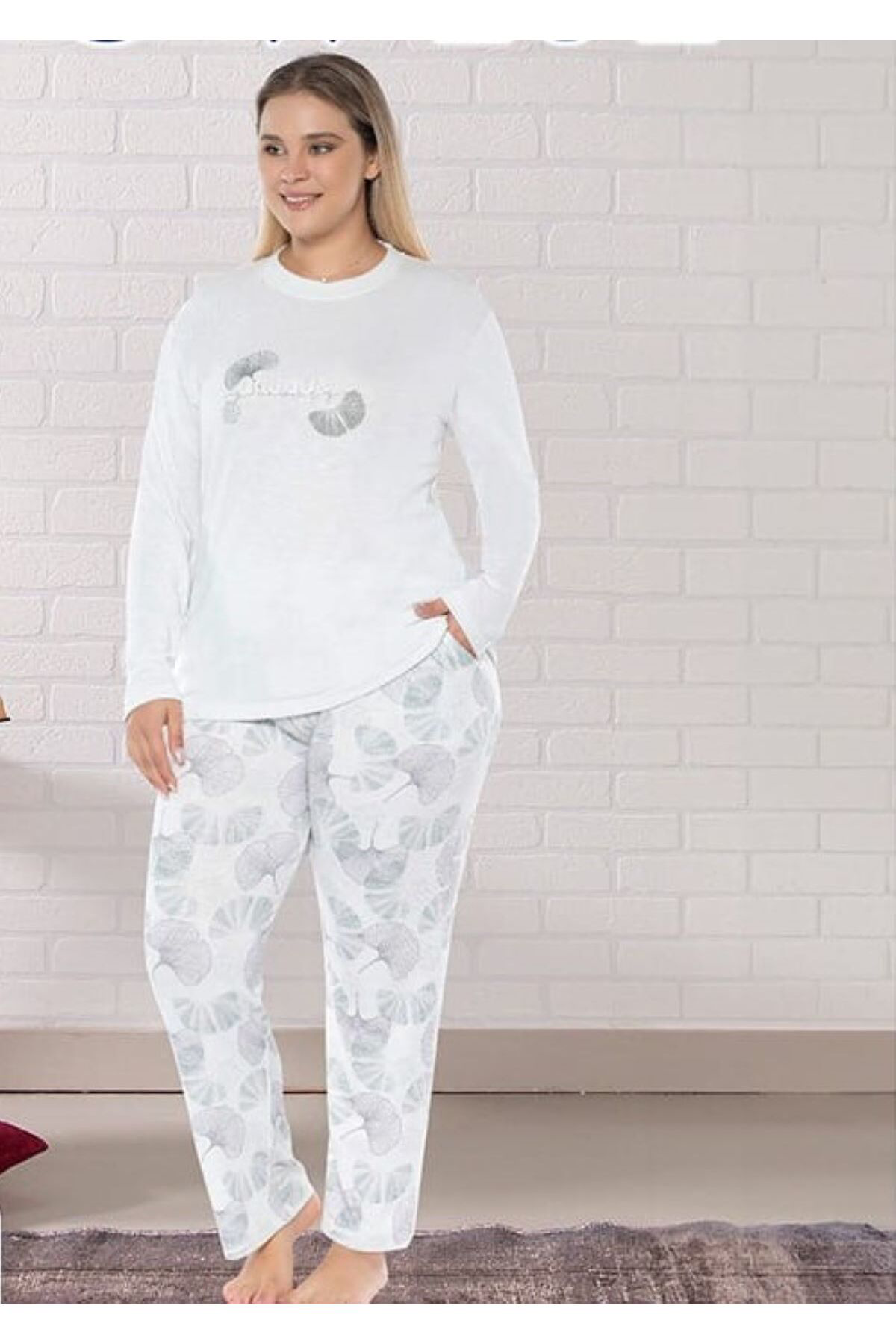 BÜYÜK BEDEN UZUN KOL ÖRME ZEN PİJAMA TAKIMI YENİ SEZON