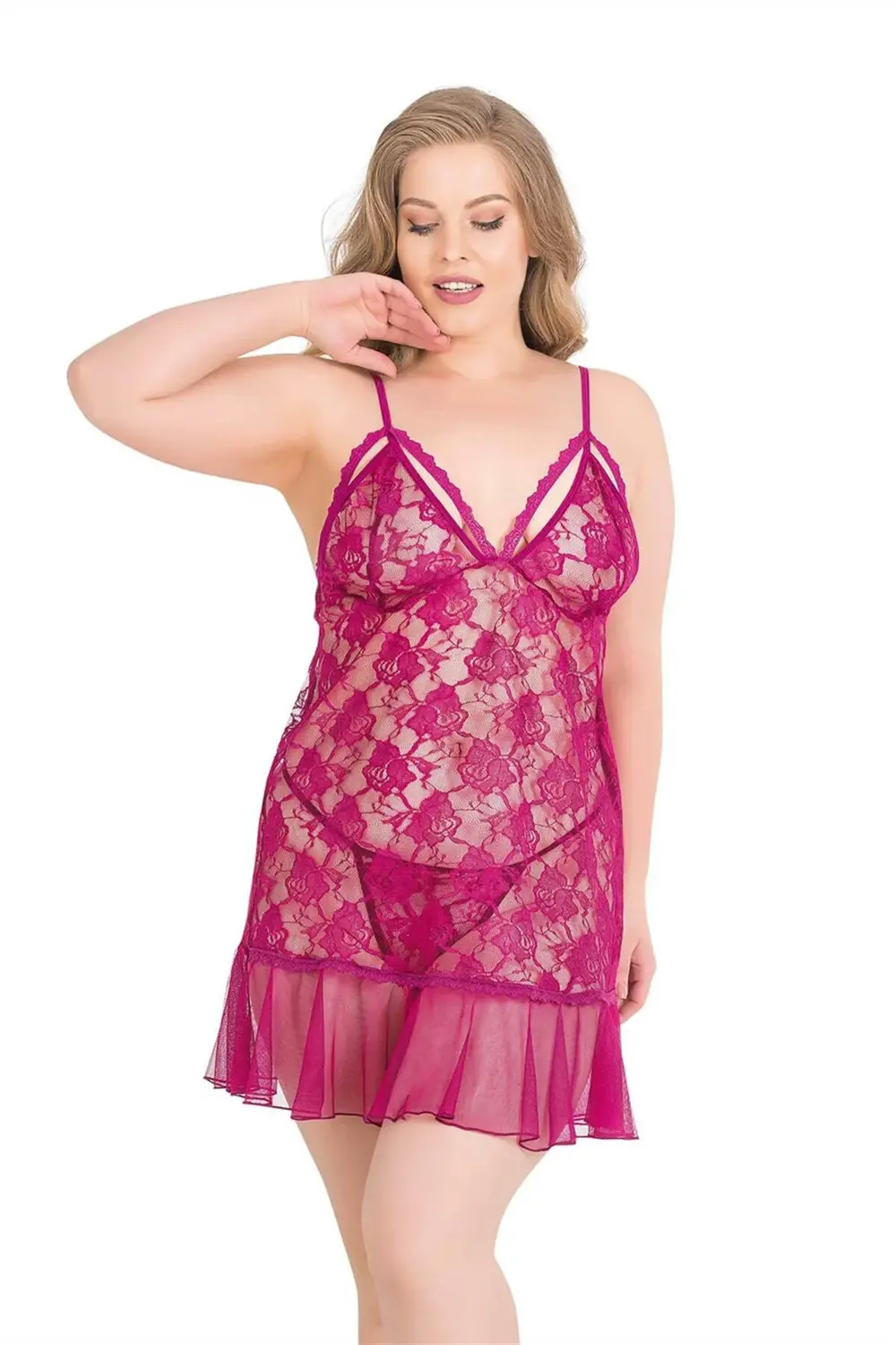 Pilelistore Büyük Beden Vişne Kısa Tül Gecelik Pilelistore Büyük Beden Vişne Kısa Tül Gecelik