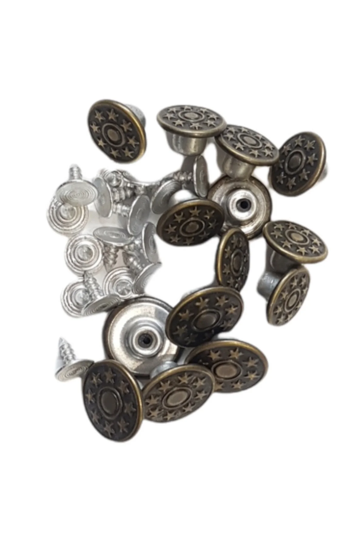 Büyük Boy 10 Adet Kot Pantolon Düğmesi, Jean Düğmesi Antik Sarı (