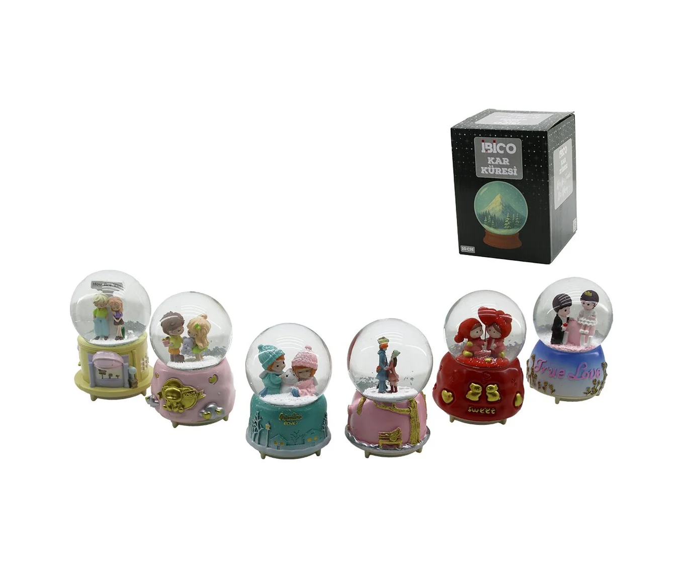 Büyük Boy - 10cm Pilli - Işıklı Müzikli Kar Küresi Cam İnsan Figü