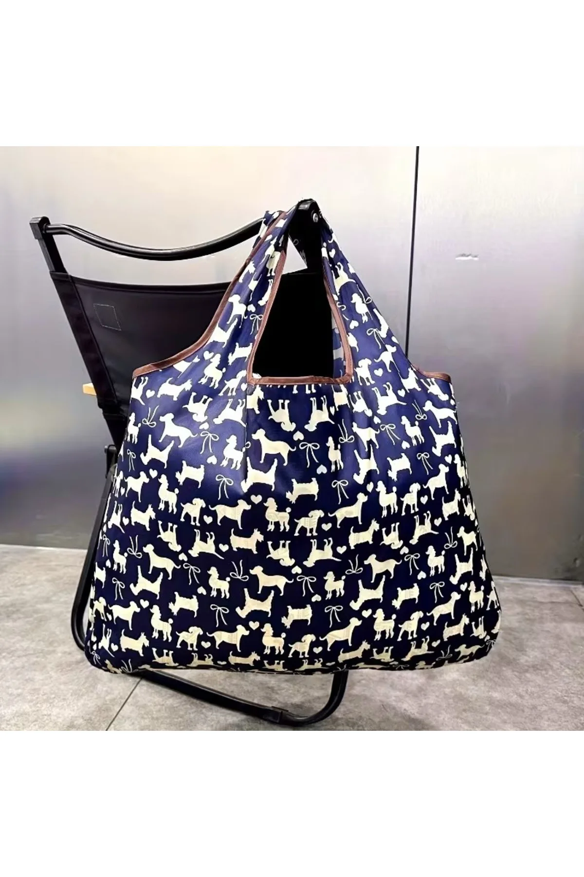 Büyük Boy Alışveriş ve Pazar Çantası, Dayanıklı Polyester Omuz Tote Çanta köpek baskılı - Görsel 2