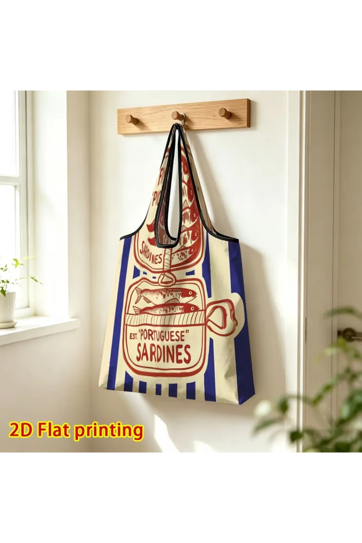 Büyük Boy Alışveriş ve Pazar Çantası, Dayanıklı Polyester Omuz Tote Çanta sardalya - Görsel 3