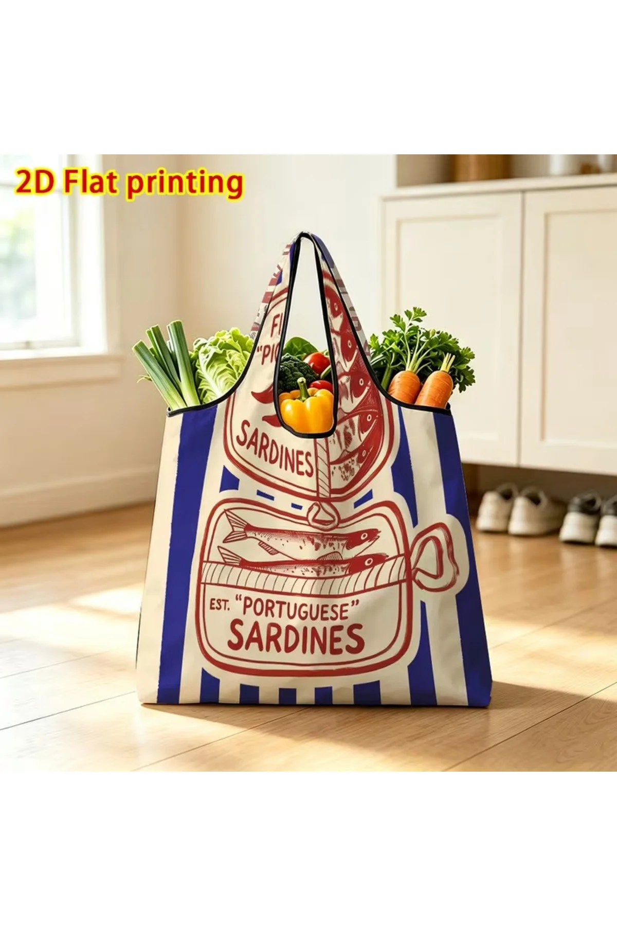 Büyük Boy Alışveriş ve Pazar Çantası, Dayanıklı Polyester Omuz Tote Çanta sardalya - Görsel 5
