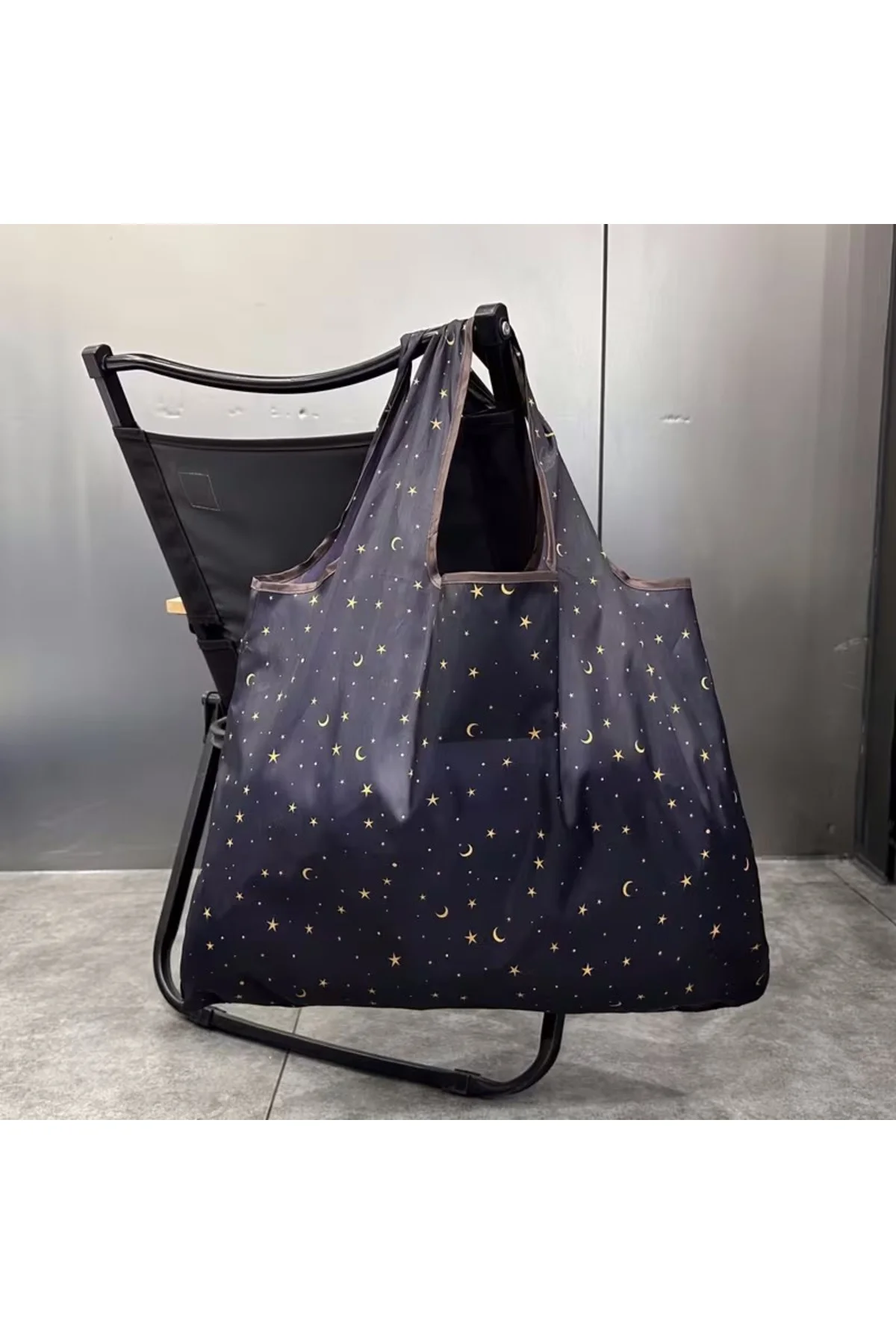 Büyük Boy Alışveriş ve Pazar Çantası, Dayanıklı Polyester Omuz Tote Çanta ay desenli - Görsel 2