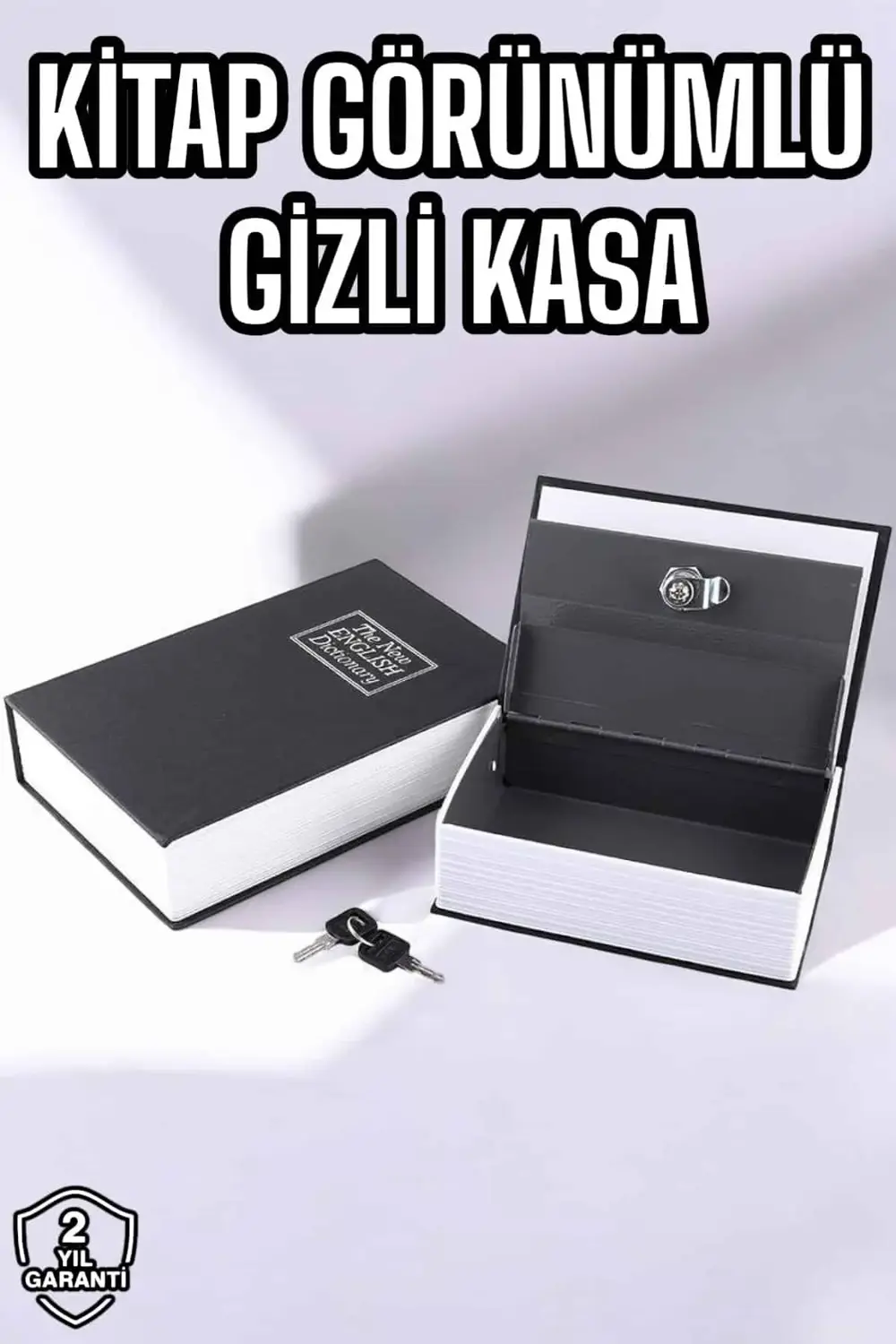 Büyük Boy Anahtarlı Kitap Görünümlü Gizli Kasa Çelik Kasa Altın K