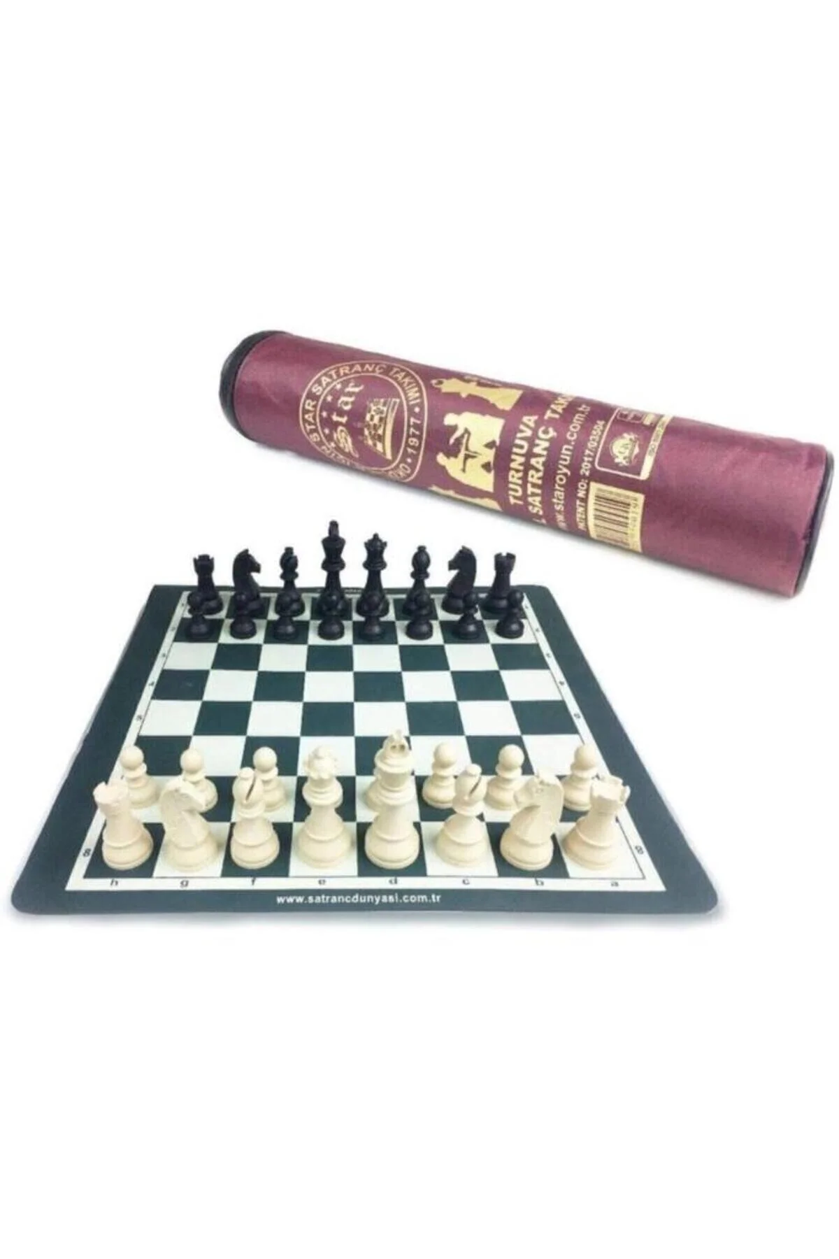 Büyük boy çantalı rulo satranç seti 45x45cm muhafazalı taş ve tahta ile - Hobi &amp; Eğlence