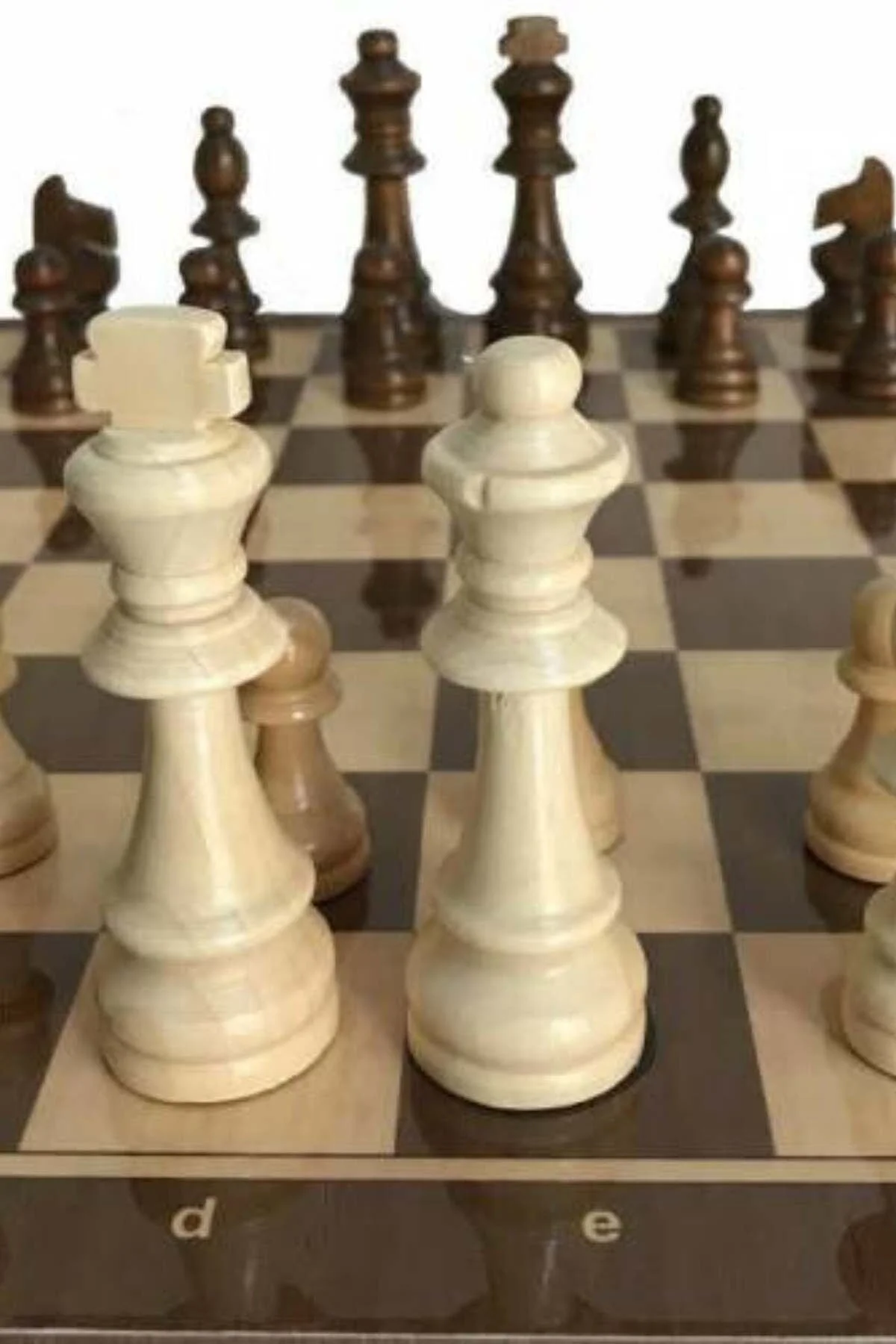 Büyük boy ceviz ahşap satranç takımı ve dama seti ahşap figürlü taşlarla - Hobi &amp; Eğlence