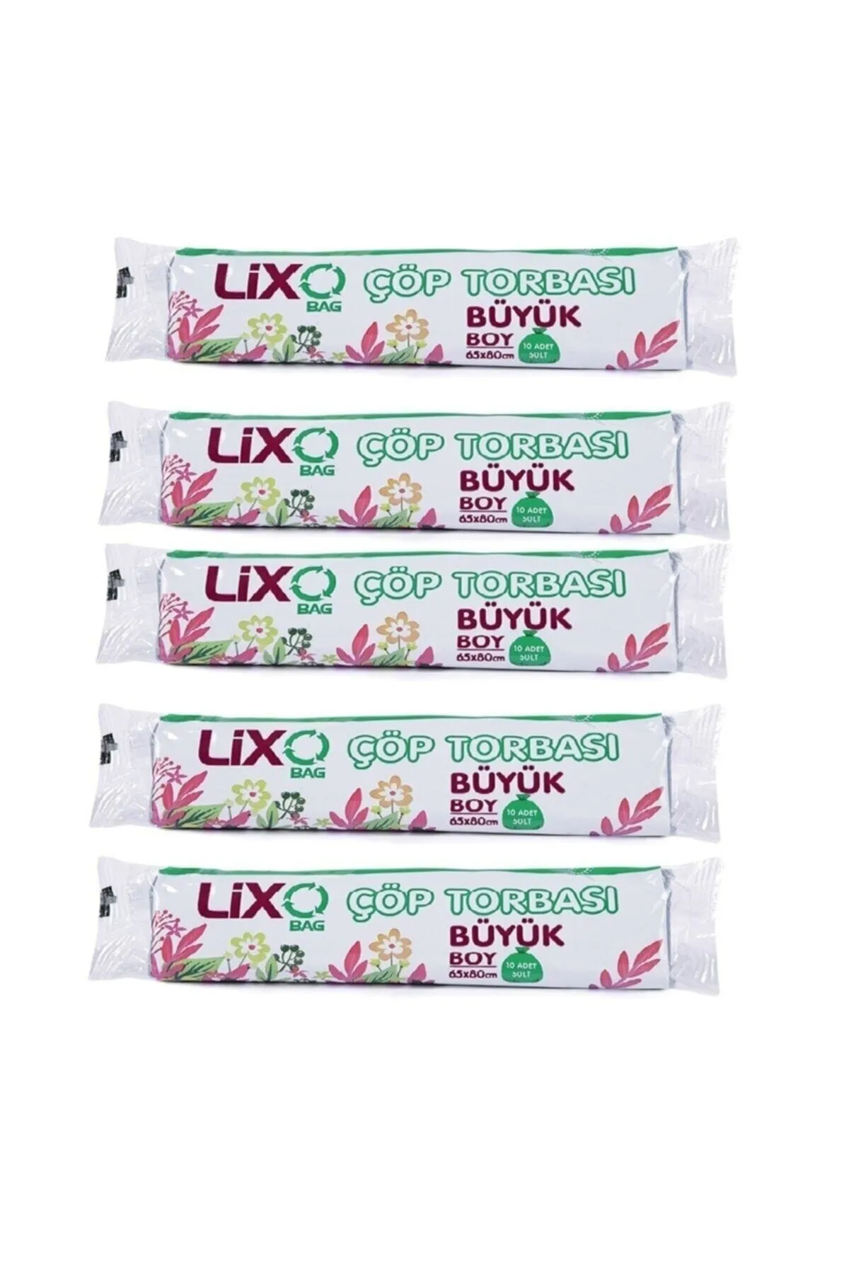 Büyük Boy Çöp Torbası 65 x 80 cm 10 Lu Rulo x 5 Paket = 50 Adet (