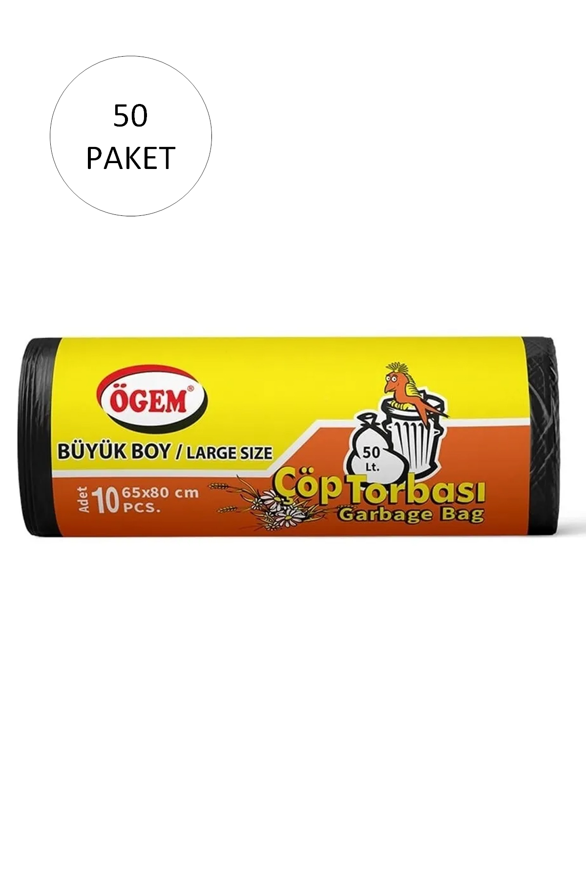 Büyük Boy Çöp Torbası 65 x 80 cm 10 Lu Rulo x 50 Paket = 500 Adet