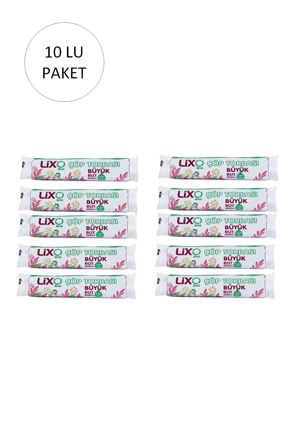 Chicaura Büyük Boy Çöp Torbası 65 X 80 Cm 10 Lu Rulo X 10 Paket = 100 Adet