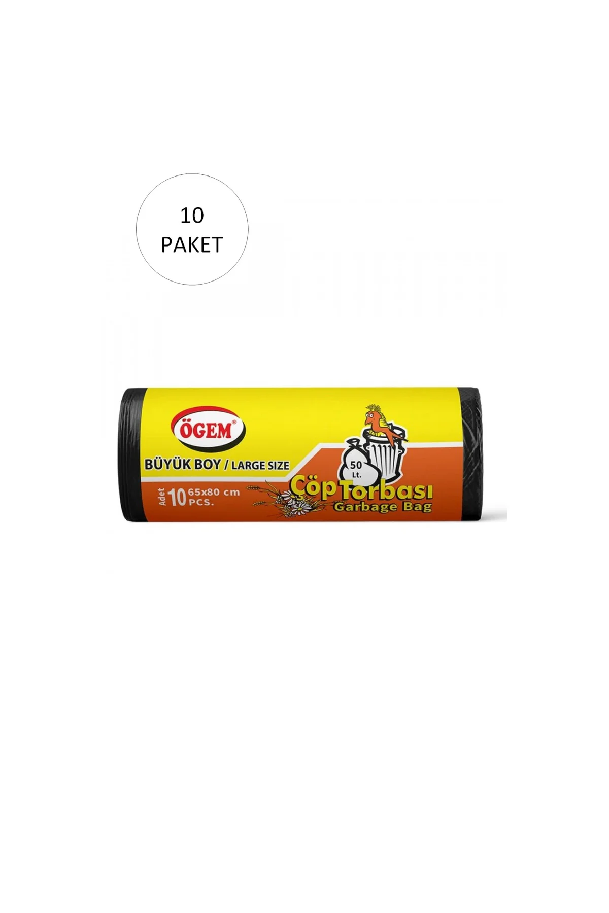 Büyük Boy Çöp Torbası 65 x 80 cm 10 Lu Rulo x 10 Paket = 100 Adet