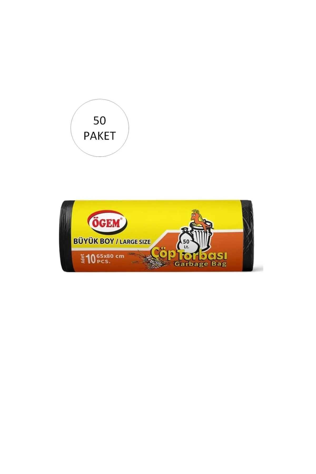 Büyük Boy Çöp Torbası 65 x 80 cm 10 Lu Rulo x 50 Paket = 500 Adet