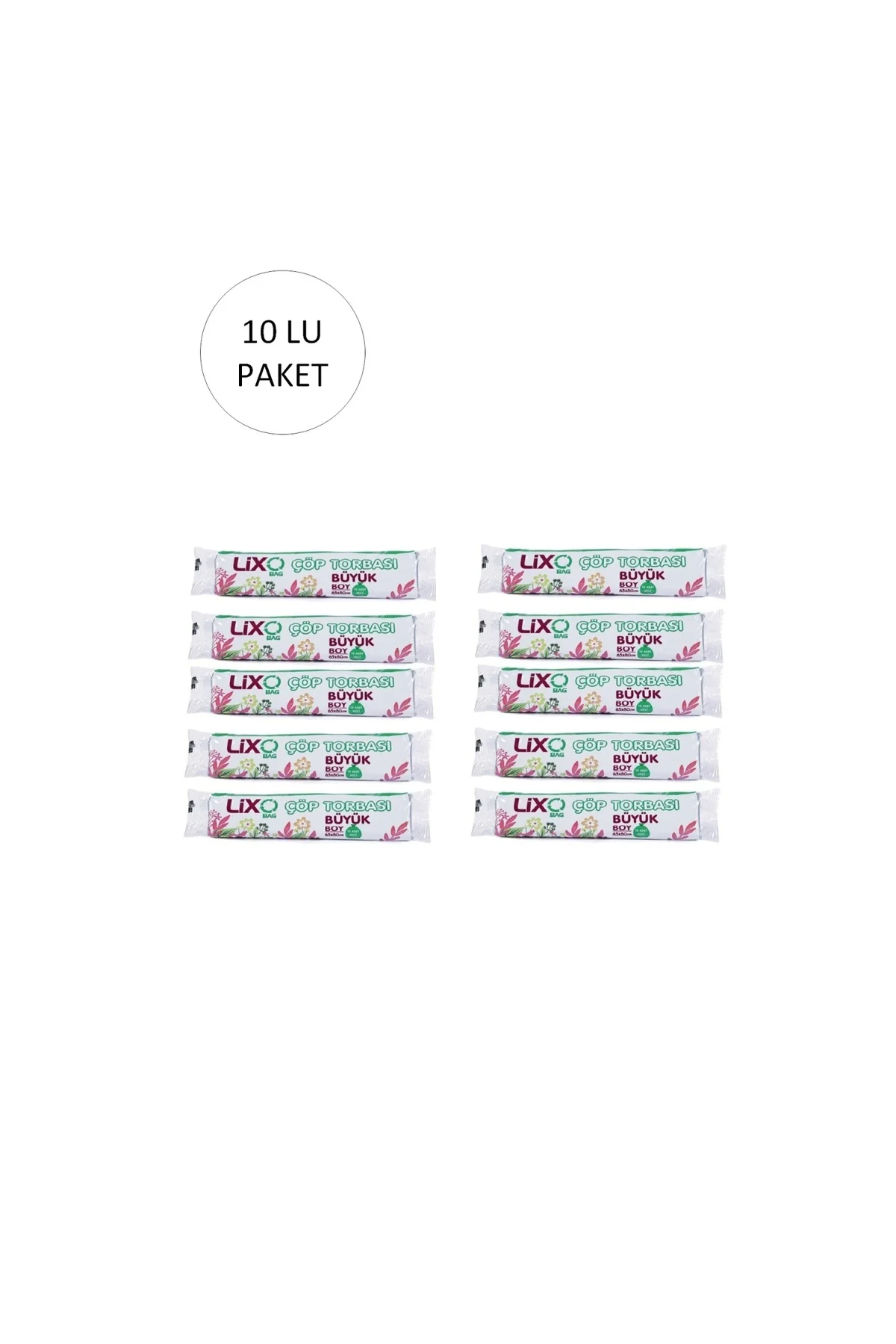 Büyük Boy Çöp Torbası 65 x 80 cm 10 Lu Rulo x 10 Paket = 100 Adet