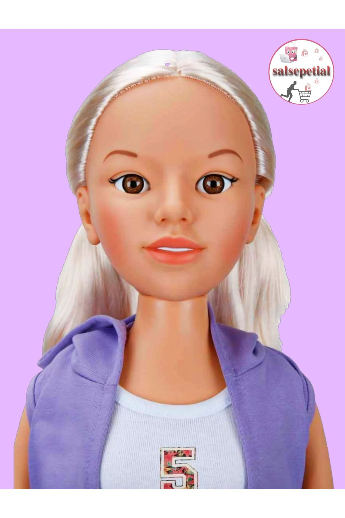 Büyük Boy Et Bebek 80cm Yürüyüş Arkadaşım Clara Sporty 80 cm Mor Eşofman Takımlı
