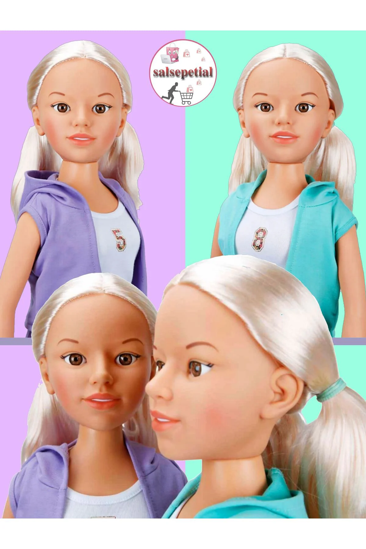 Büyük Boy Et Bebek 80cm Yürüyüş Arkadaşım Clara Sporty 80 cm Mor Eşofman Takımlı