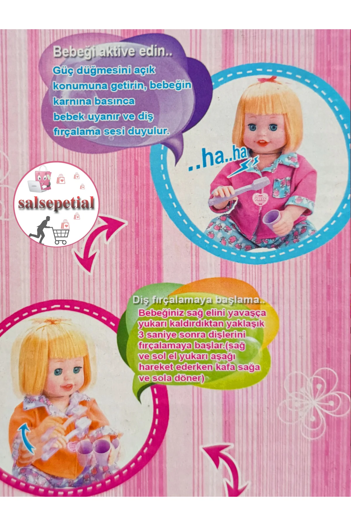Büyük Boy Et Bebek Konuşan Sesli Hareketli Bebek Diş Fırçalayan E
