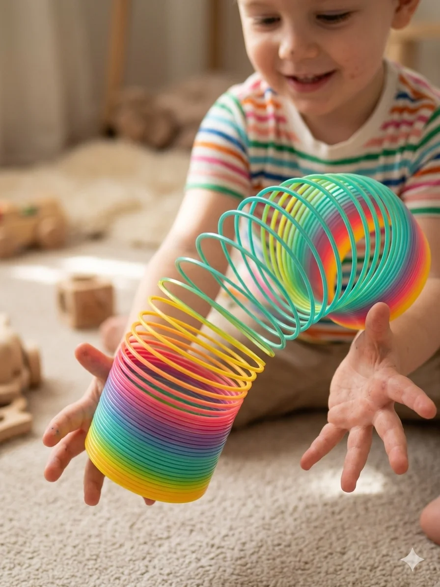 Büyük Boy Gökkuşağı Stres Yayı Oyuncak Stres Yayı - 8 cm çapında 