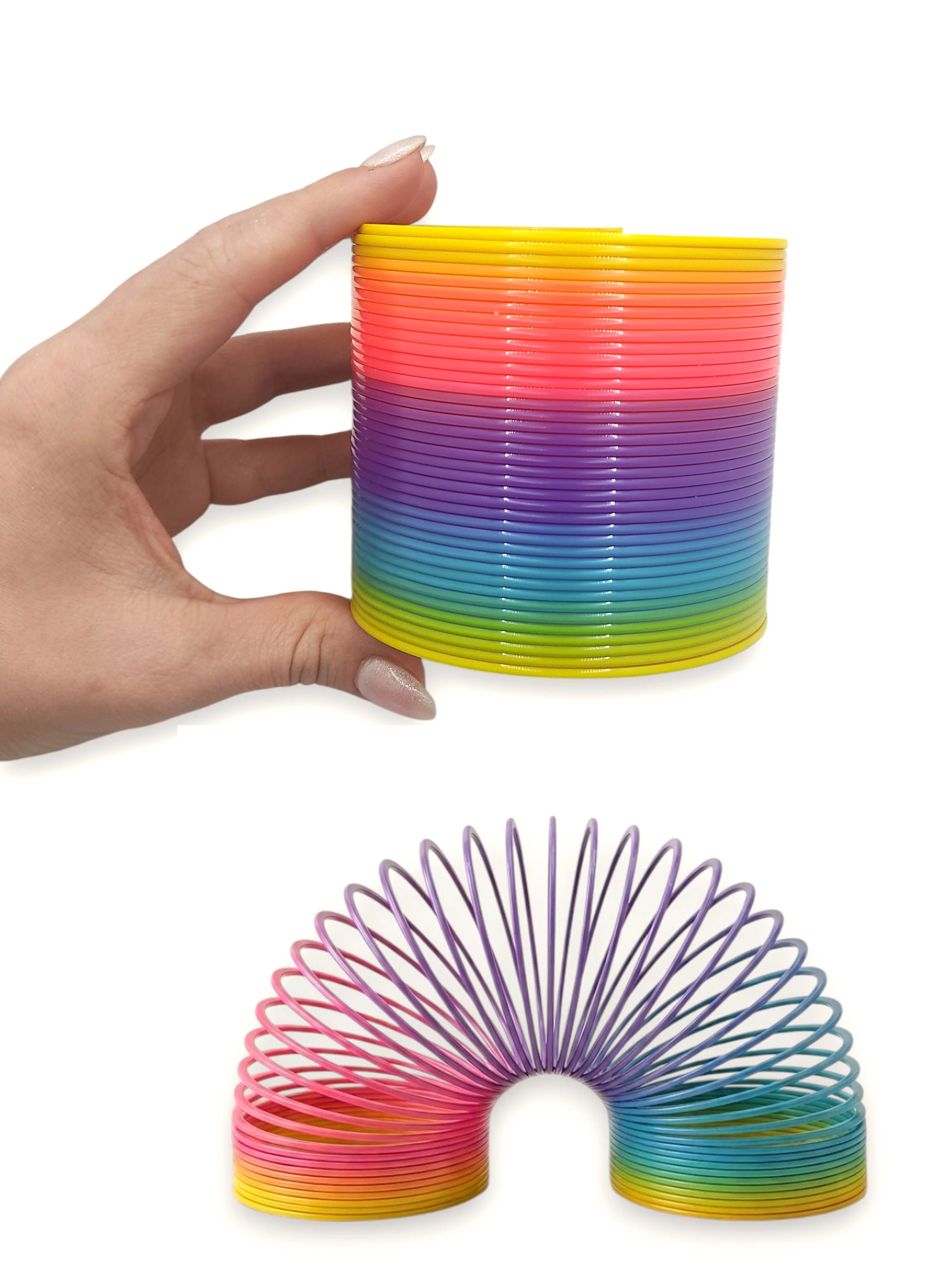 Büyük Boy Gökkuşağı Stres Yayı Oyuncak Stres Yayı - 8 cm çapında 